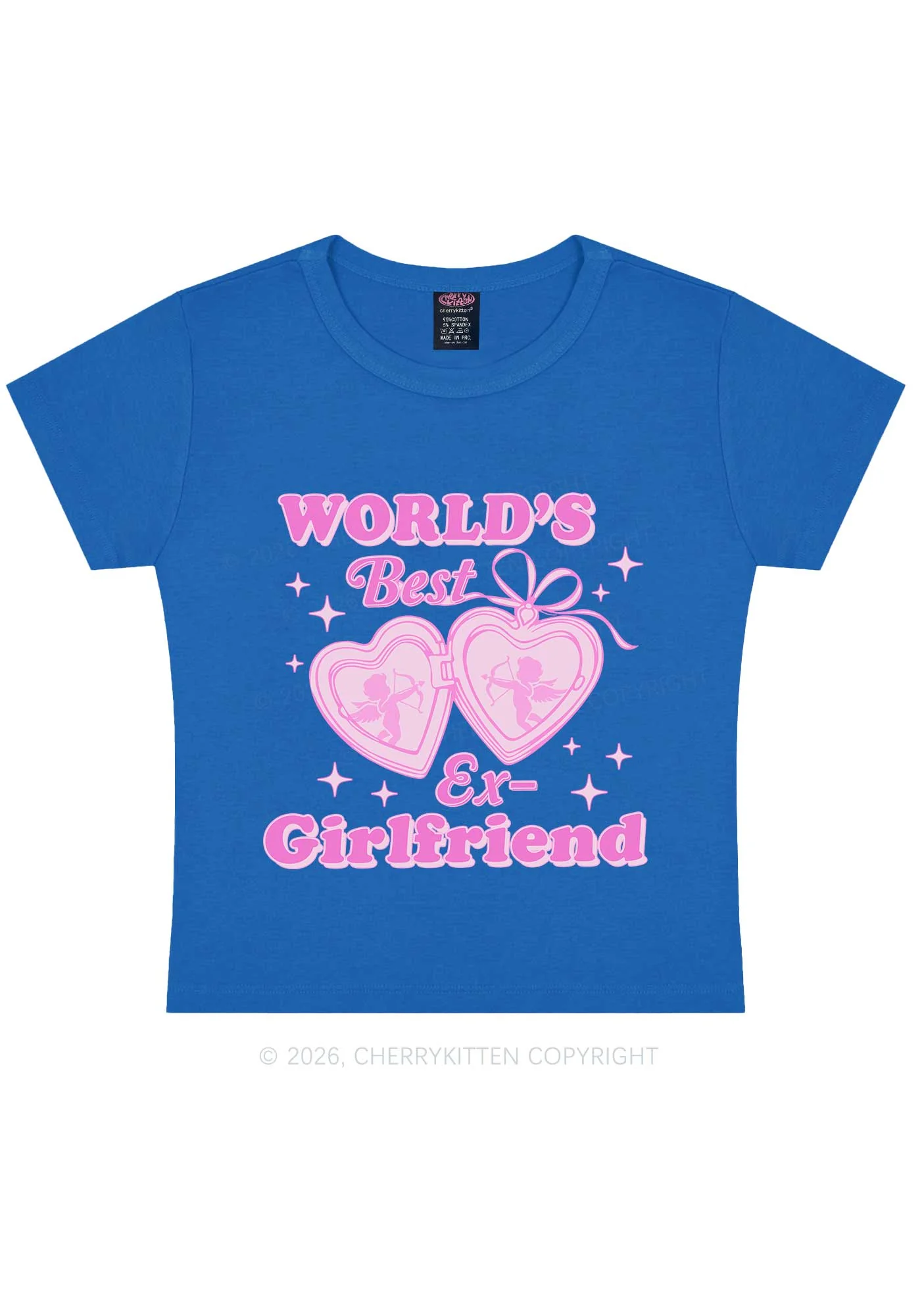 Worlds Best Ex GF Valentine's Day Y2K Baby Tee Cherrykitten - Image 10