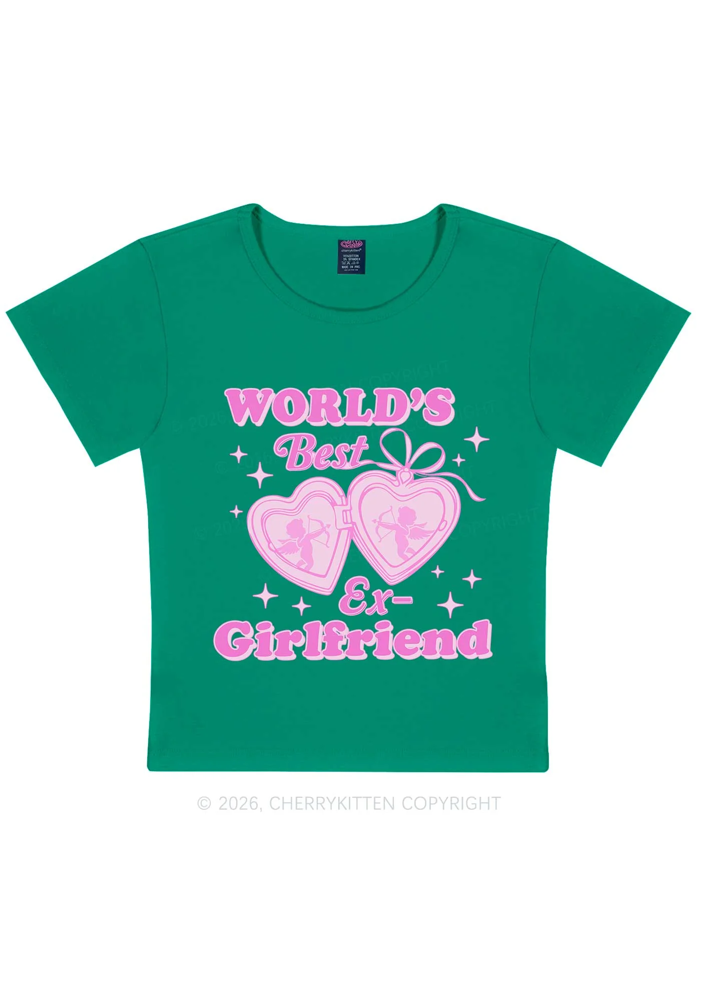 Worlds Best Ex GF Valentine's Day Y2K Baby Tee Cherrykitten - Image 11