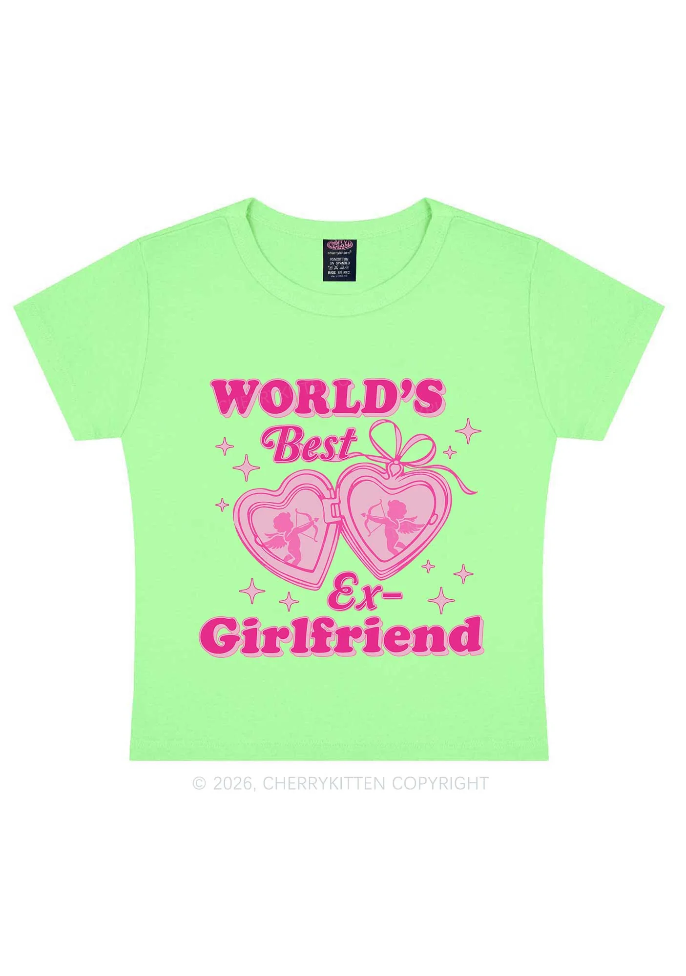 Worlds Best Ex GF Valentine's Day Y2K Baby Tee Cherrykitten - Image 12