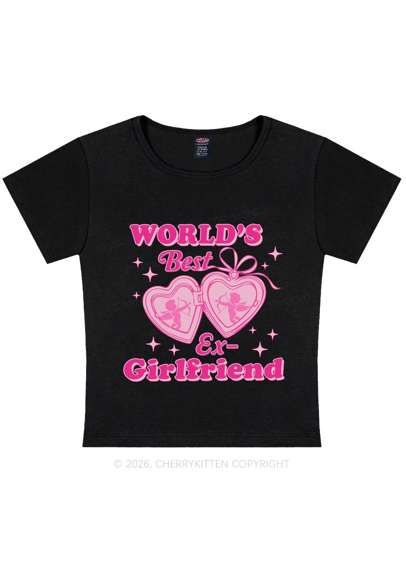 Worlds Best Ex GF Valentine's Day Y2K Baby Tee Cherrykitten - Image 3
