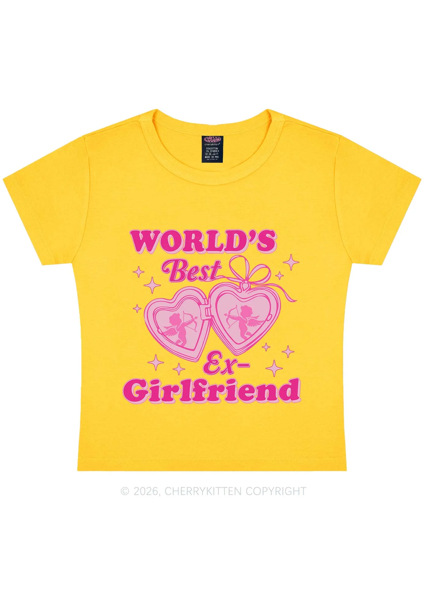 Worlds Best Ex GF Valentine's Day Y2K Baby Tee Cherrykitten - Image 4