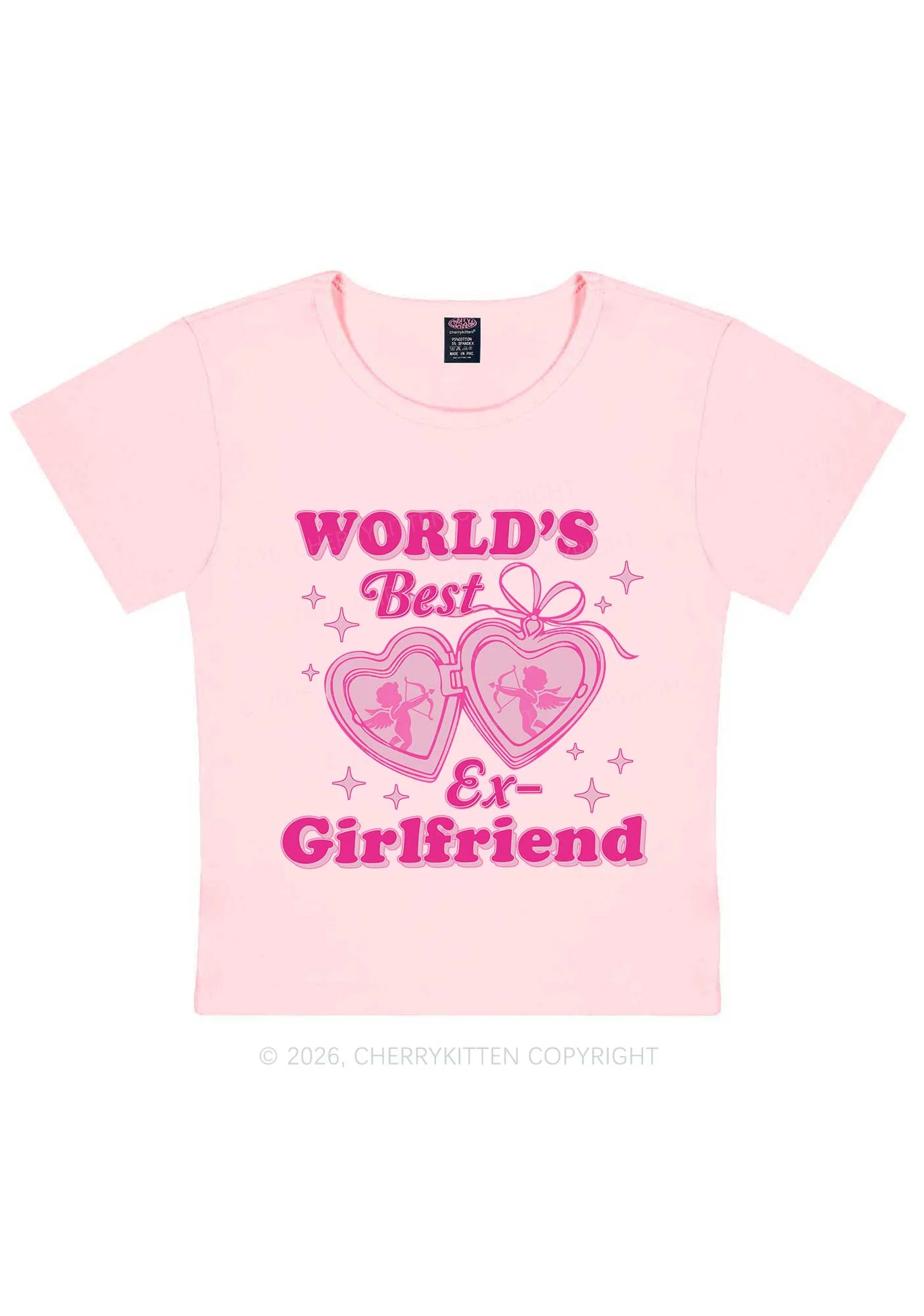 Worlds Best Ex GF Valentine's Day Y2K Baby Tee Cherrykitten - Image 5