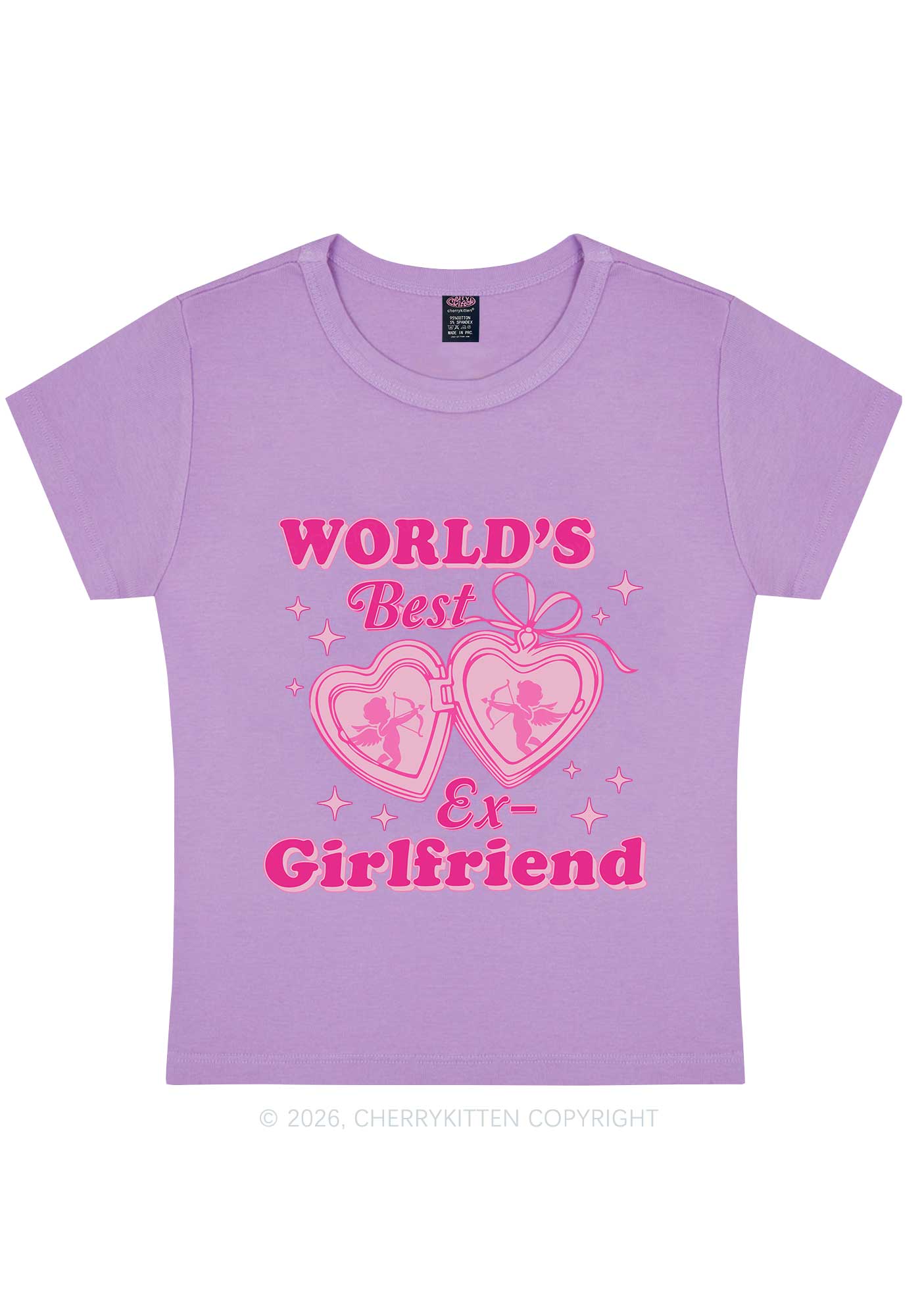 Worlds Best Ex GF Valentine's Day Y2K Baby Tee Cherrykitten - Image 6