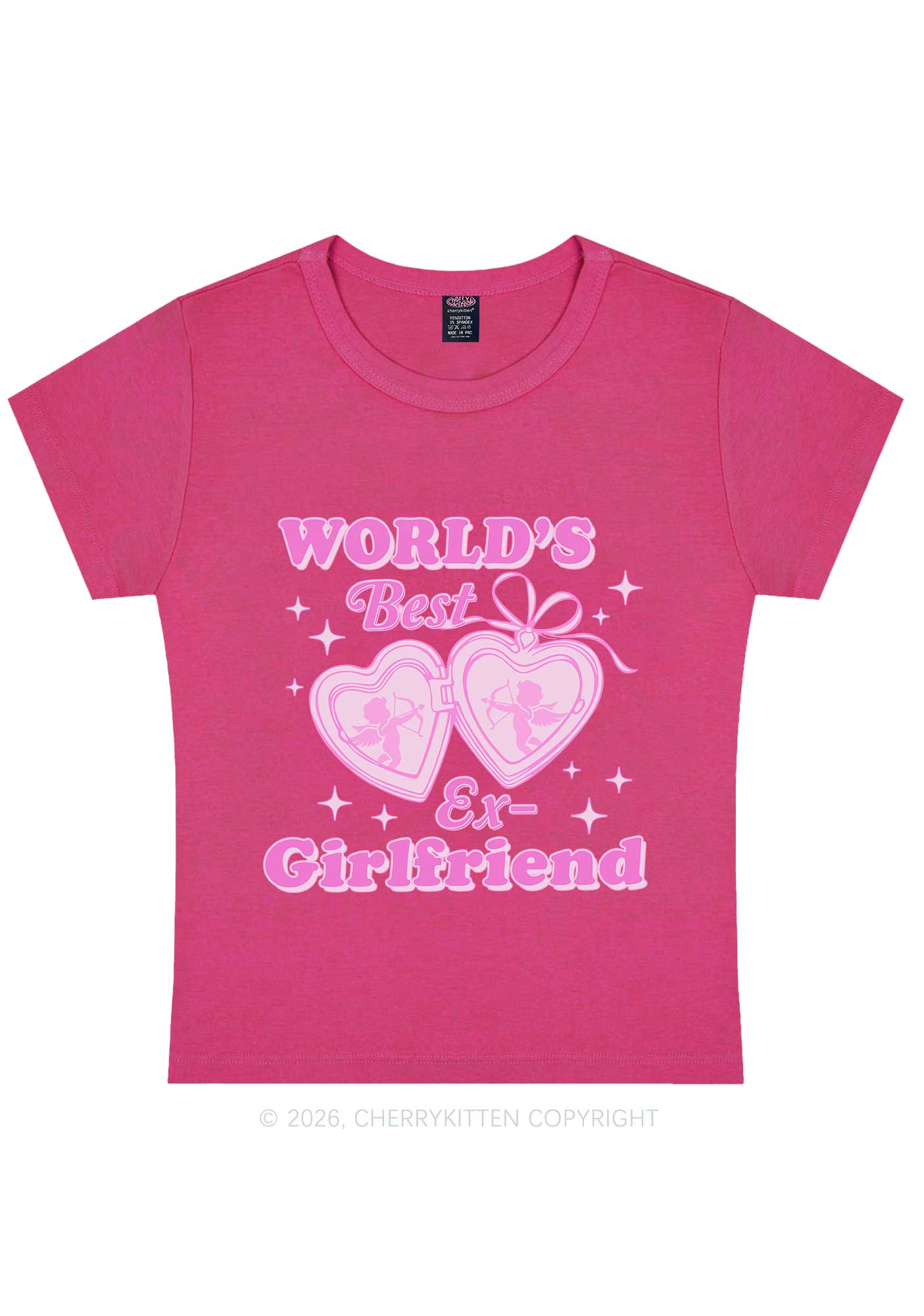 Worlds Best Ex GF Valentine's Day Y2K Baby Tee Cherrykitten - Image 7