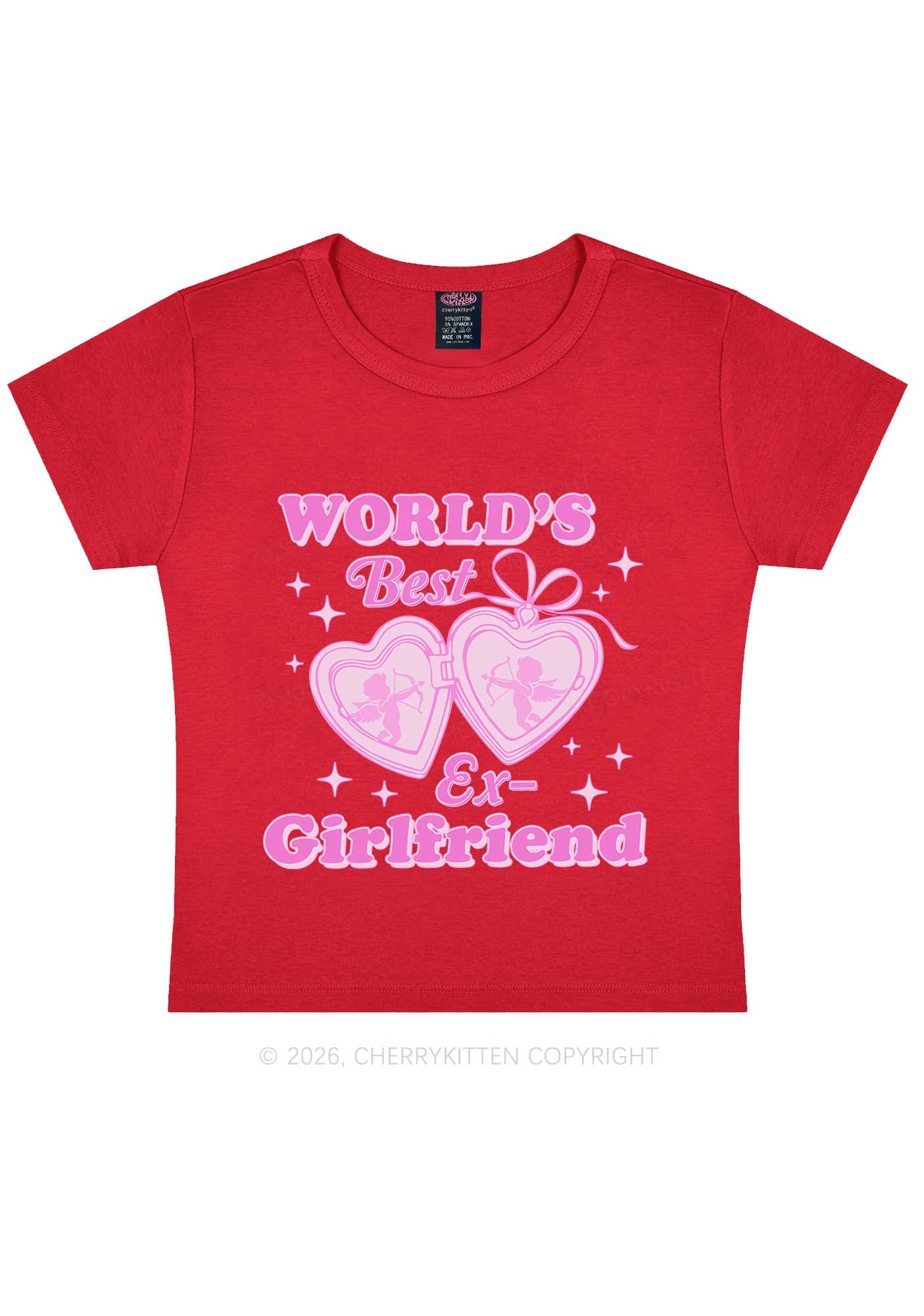 Worlds Best Ex GF Valentine's Day Y2K Baby Tee Cherrykitten - Image 8