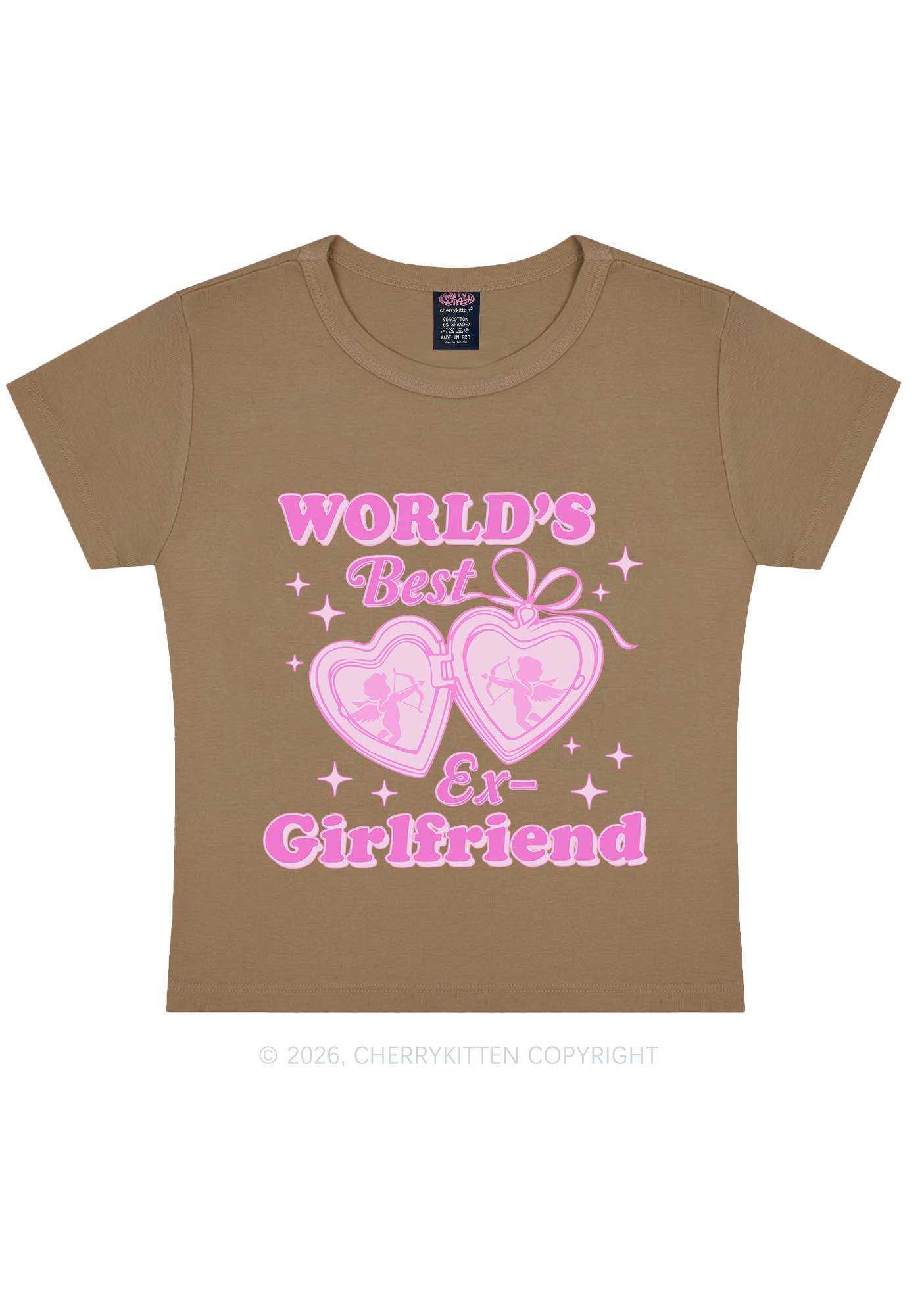 Worlds Best Ex GF Valentine's Day Y2K Baby Tee Cherrykitten - Image 9