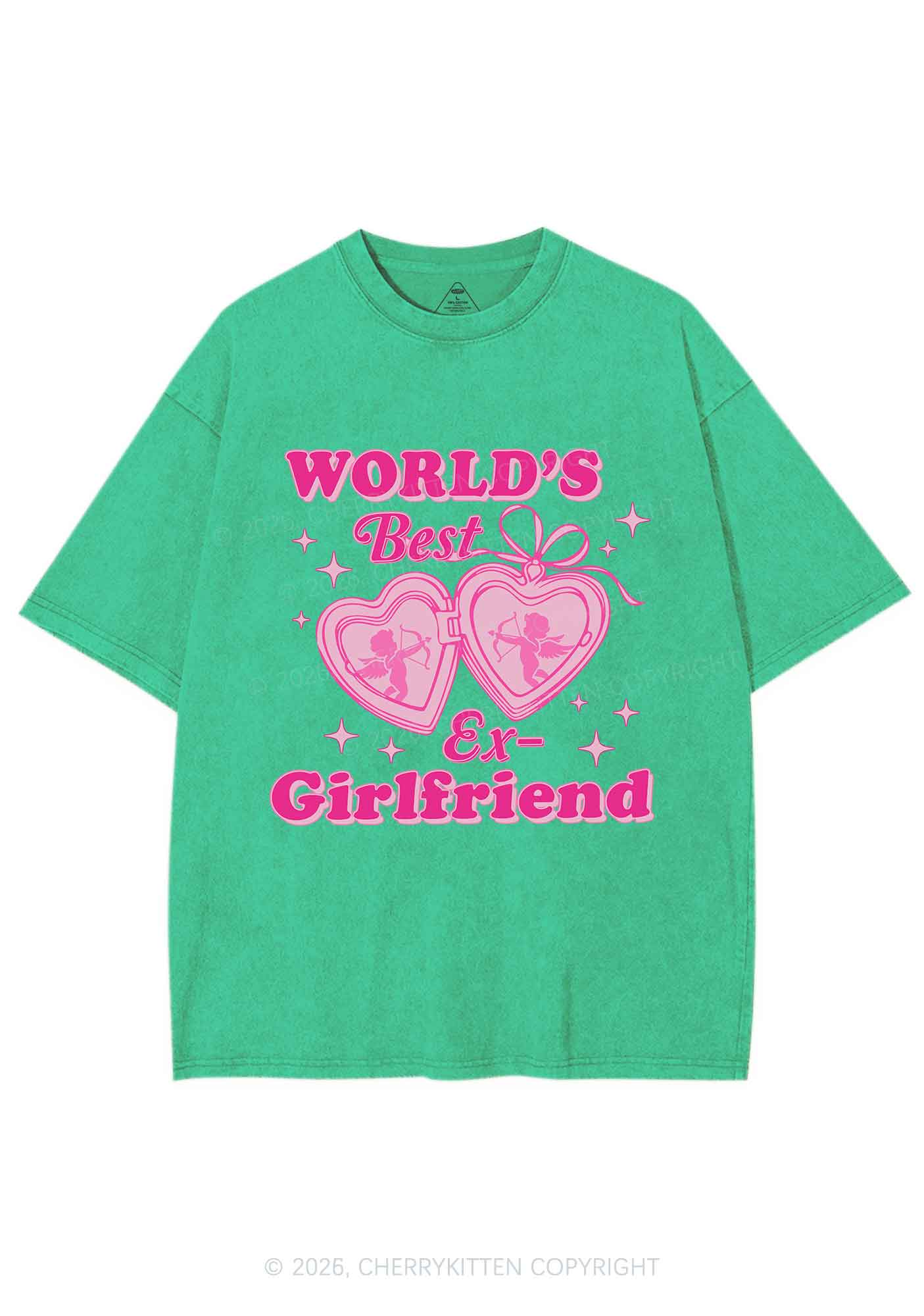 Worlds Best Ex GF Valentine's Day Y2K Shirts Washed Tee Cherrykitten - Image 8