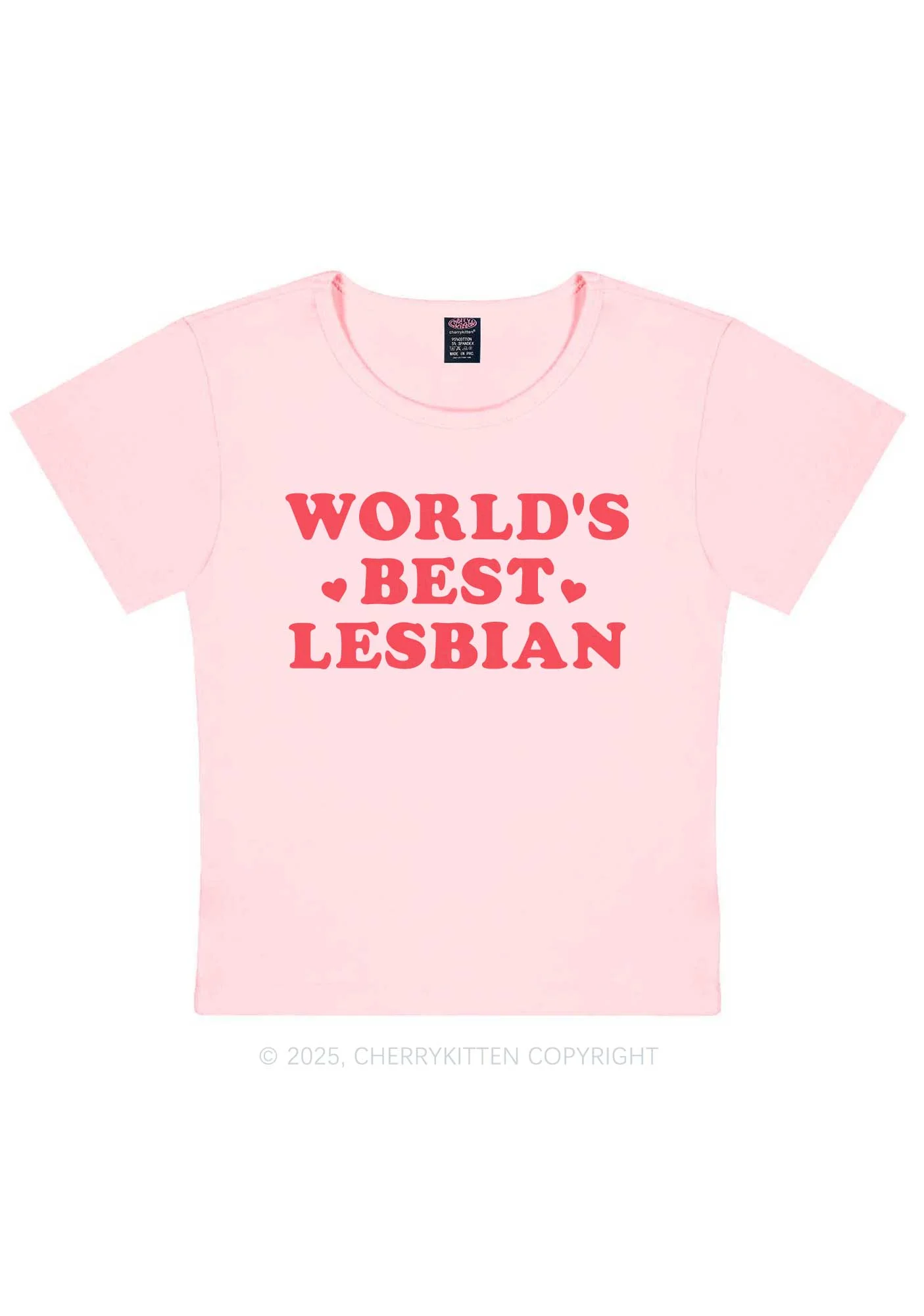 World's Best Lesbian Y2K Baby Tee Cherrykitten - Image 12