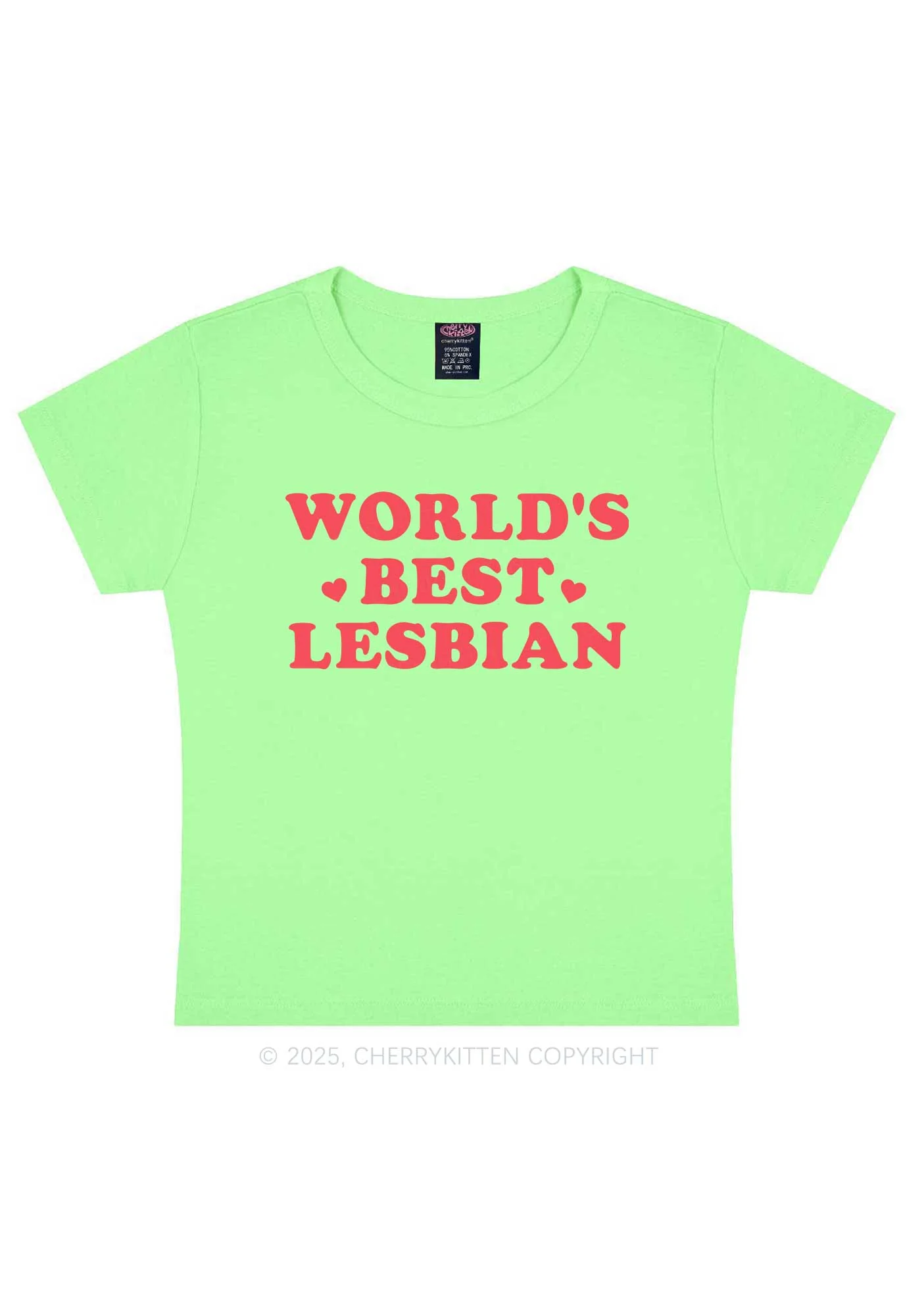 World's Best Lesbian Y2K Baby Tee Cherrykitten - Image 13