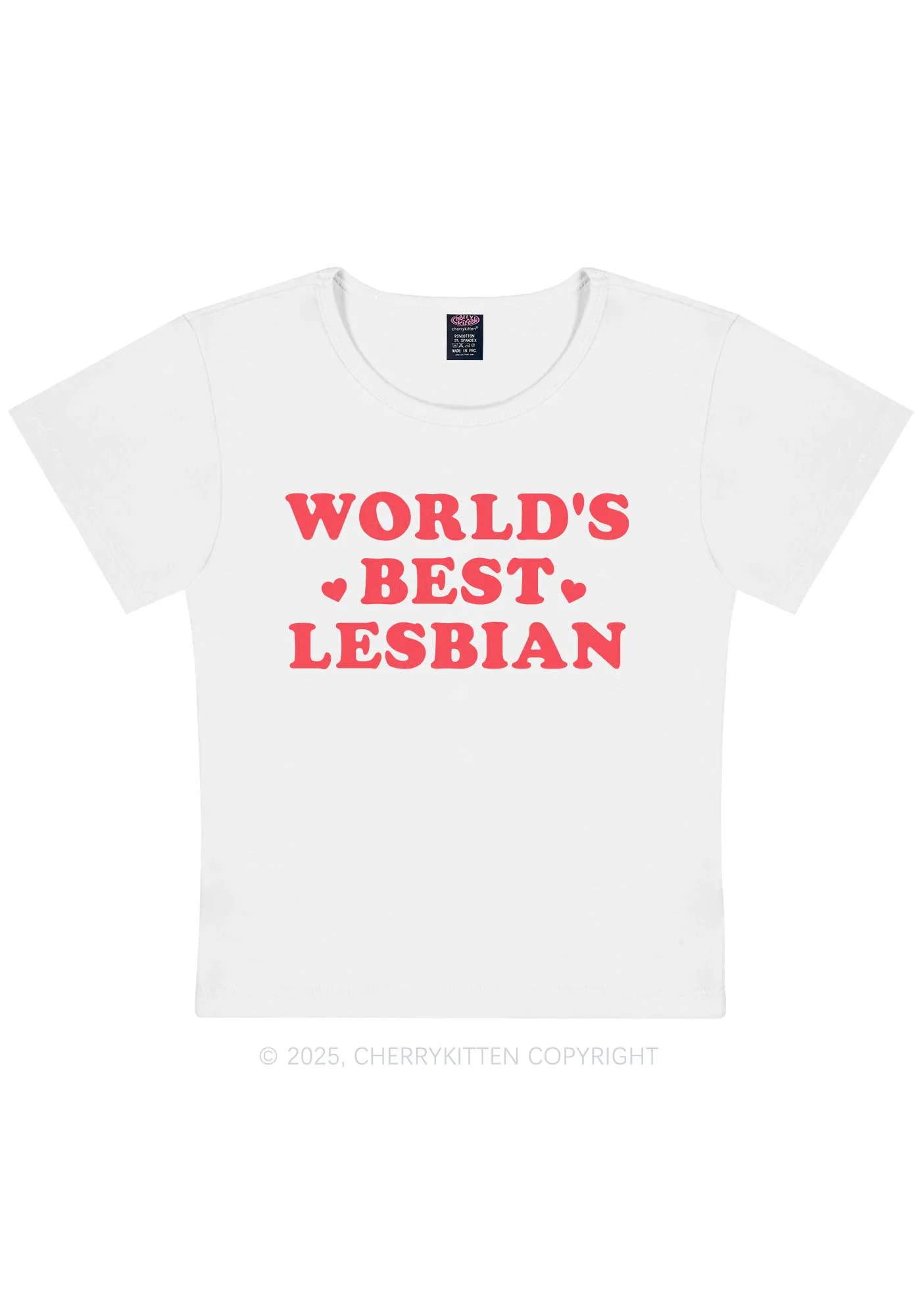 World's Best Lesbian Y2K Baby Tee Cherrykitten - Image 4