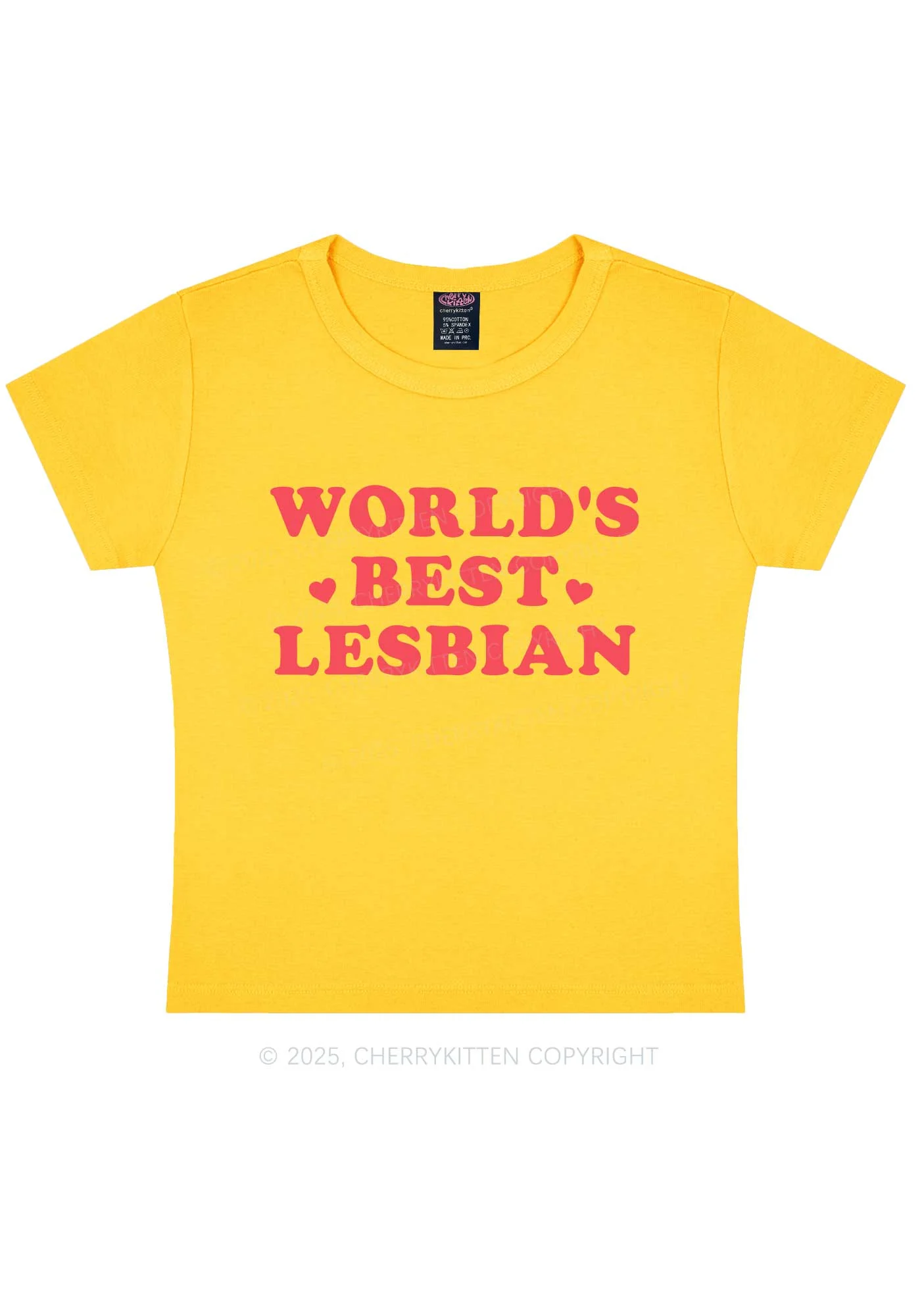 World's Best Lesbian Y2K Baby Tee Cherrykitten - Image 6