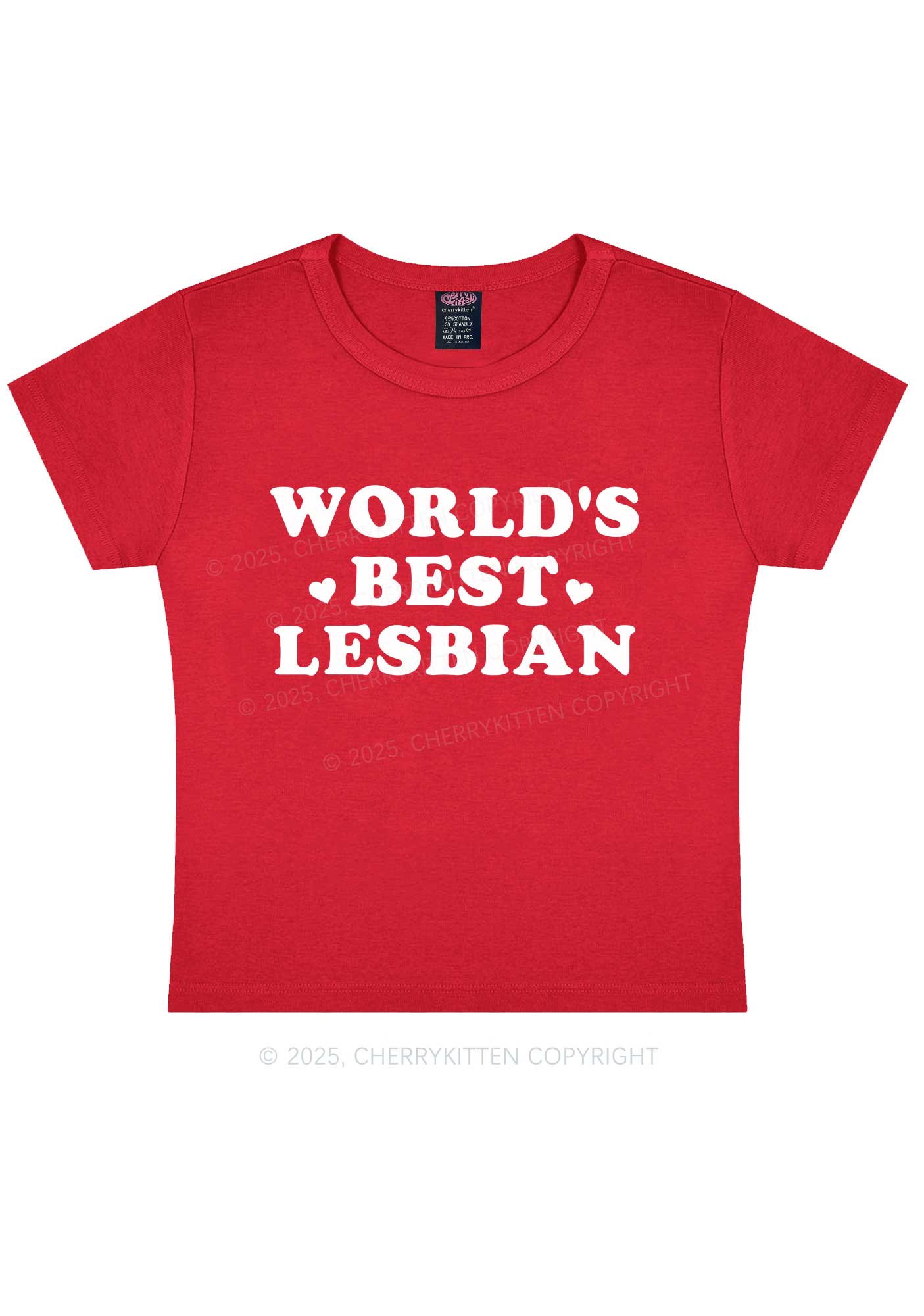 World's Best Lesbian Y2K Baby Tee Cherrykitten - Image 7