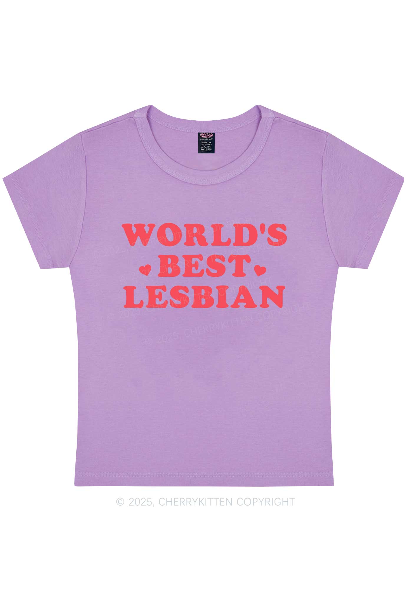 World's Best Lesbian Y2K Baby Tee Cherrykitten - Image 8