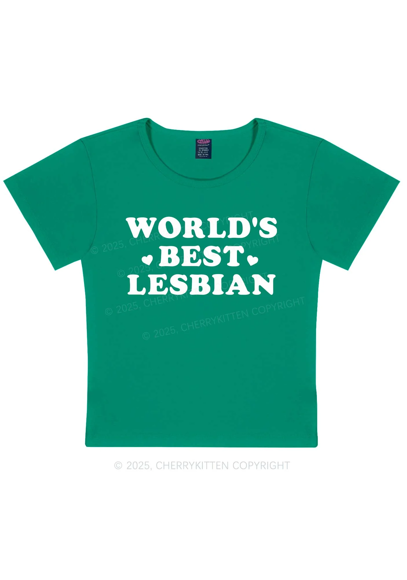 World's Best Lesbian Y2K Baby Tee Cherrykitten - Image 9