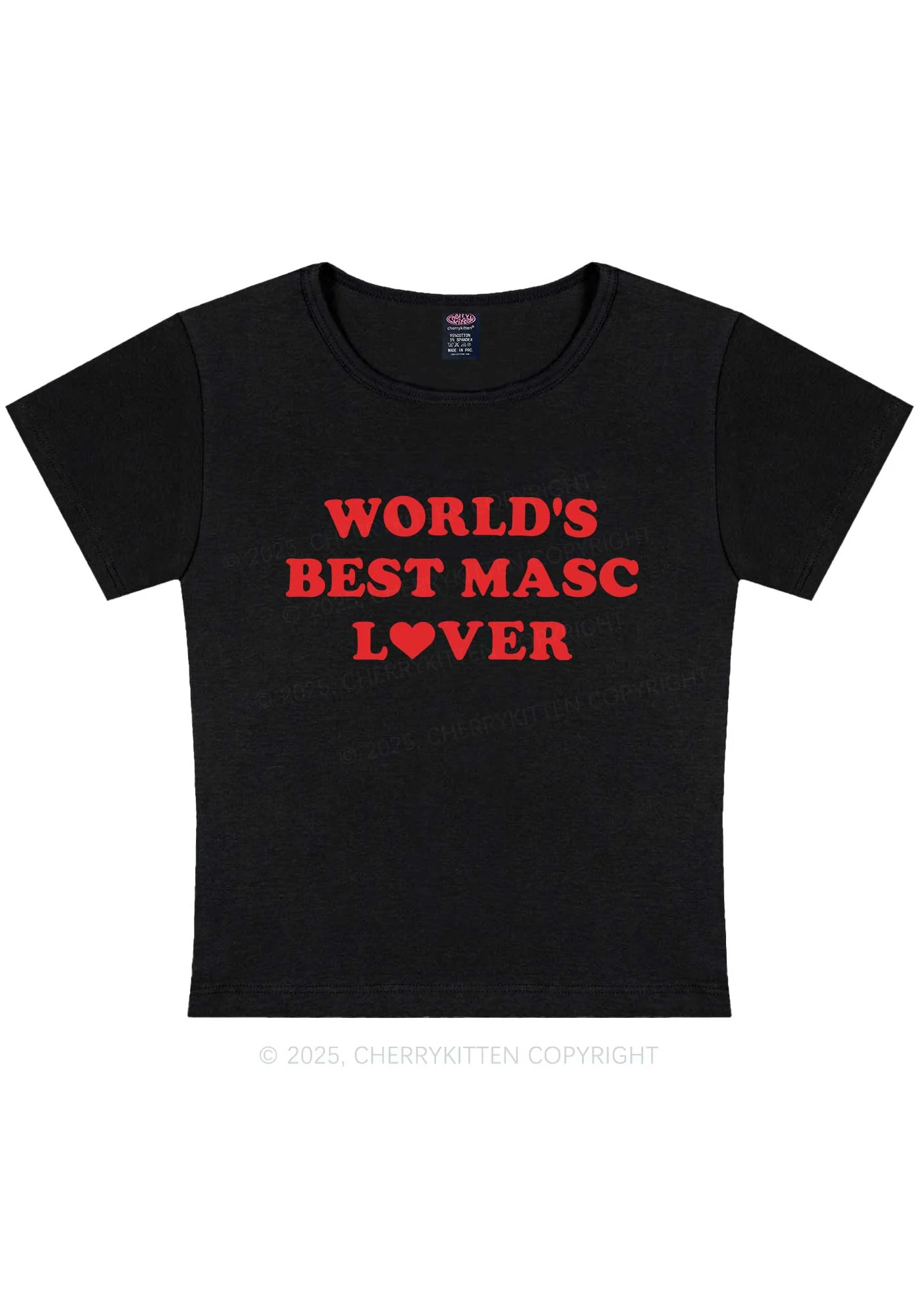 Worlds Best Masc Lover Pride Y2K Baby Tee Cherrykitten - Image 4