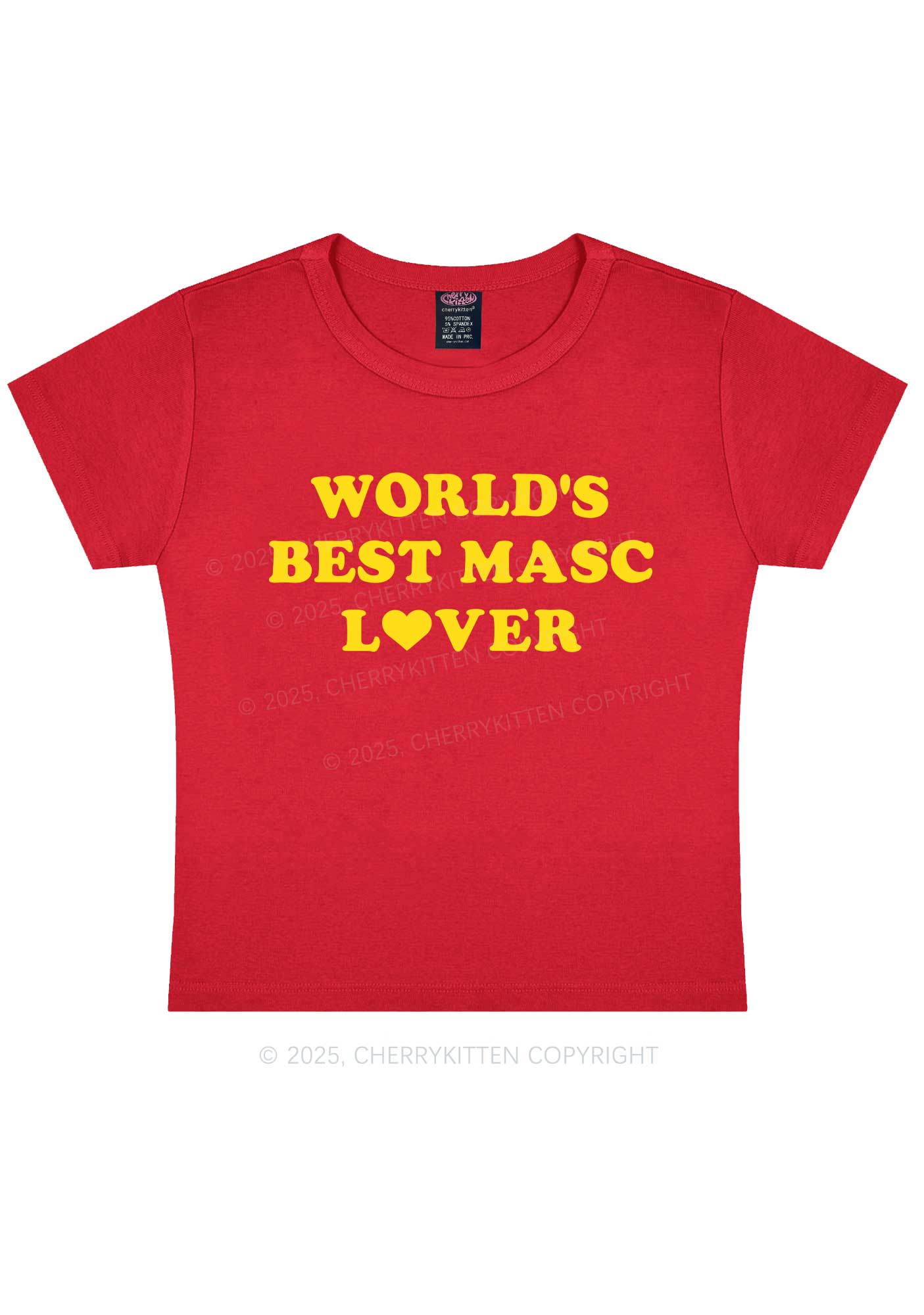 Worlds Best Masc Lover Pride Y2K Baby Tee Cherrykitten - Image 7