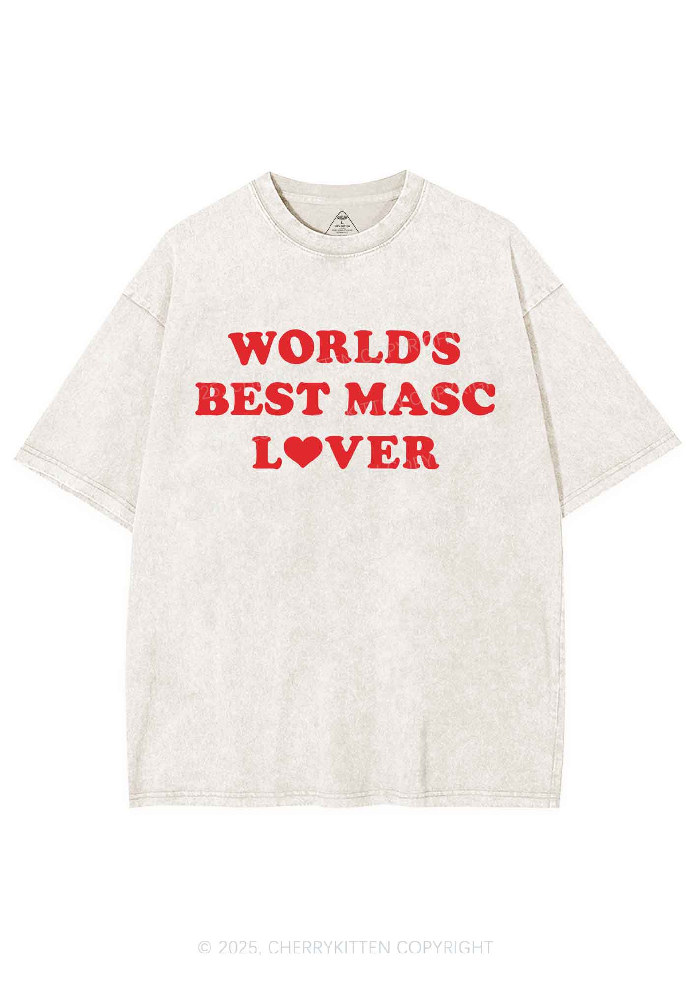 Worlds Best Masc Lover Pride Y2K Shirts Washed Tee Cherrykitten - Image 5
