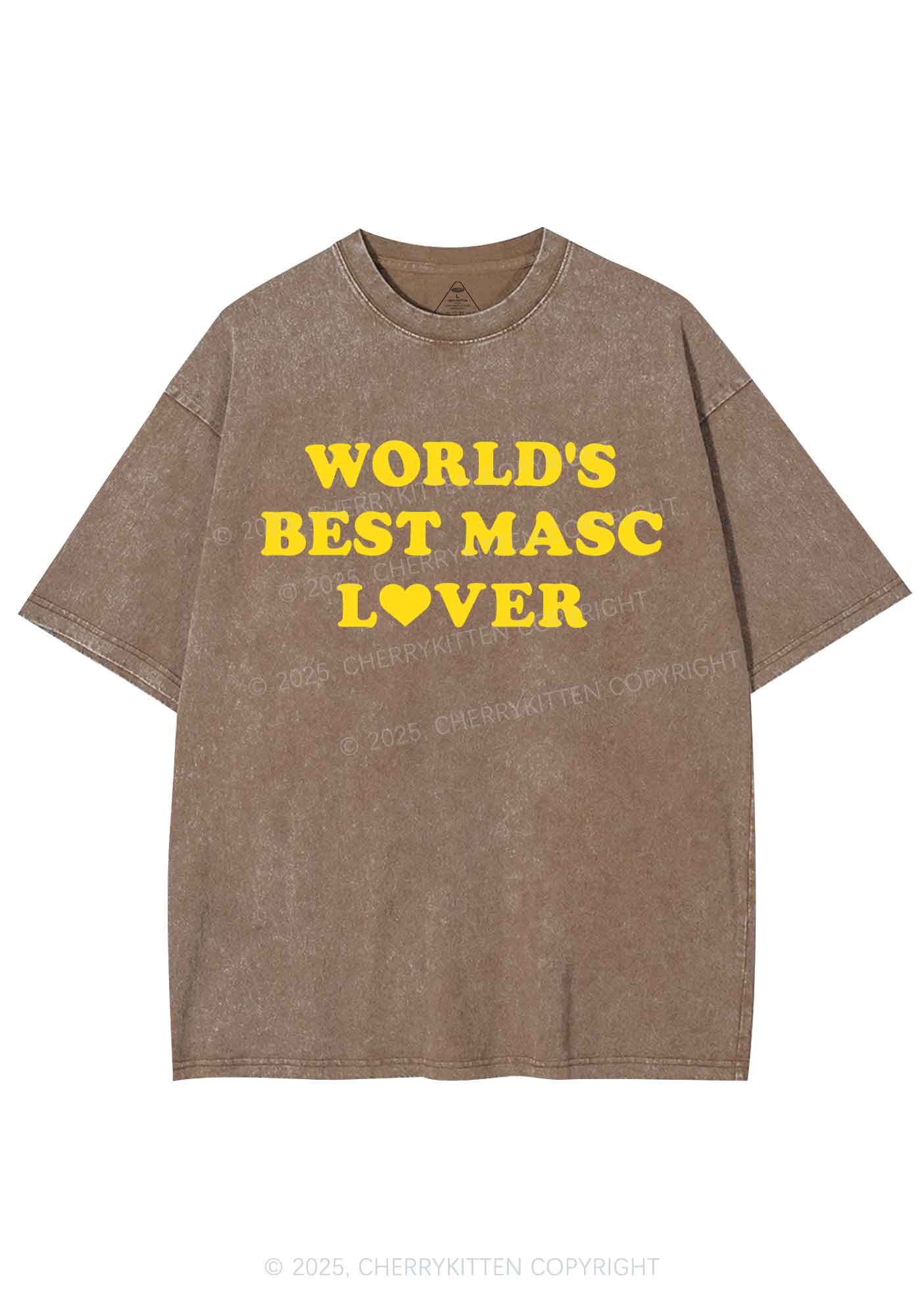 Worlds Best Masc Lover Pride Y2K Shirts Washed Tee Cherrykitten - Image 6