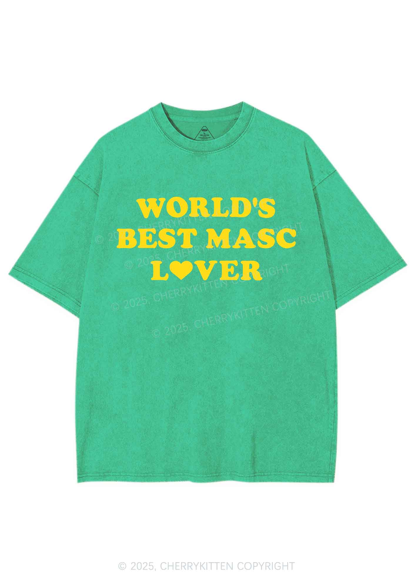 Worlds Best Masc Lover Pride Y2K Shirts Washed Tee Cherrykitten - Image 7