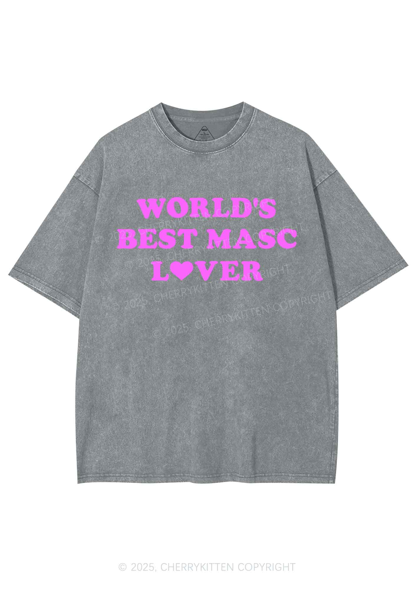 Worlds Best Masc Lover Pride Y2K Shirts Washed Tee Cherrykitten - Image 8