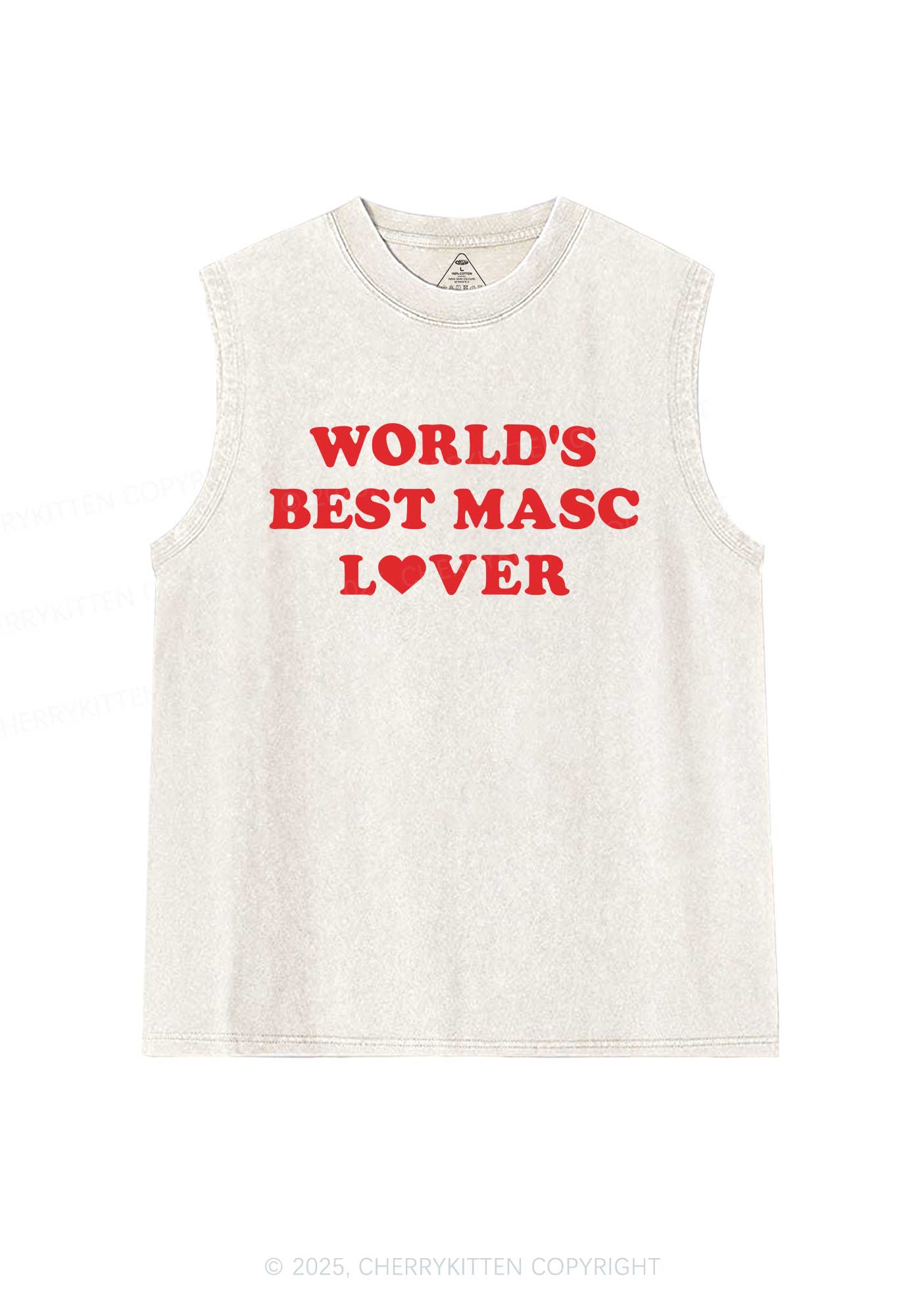 Worlds Best Masc Lover Pride Y2K Washed Muscle Tank Cherrykitten - Image 4