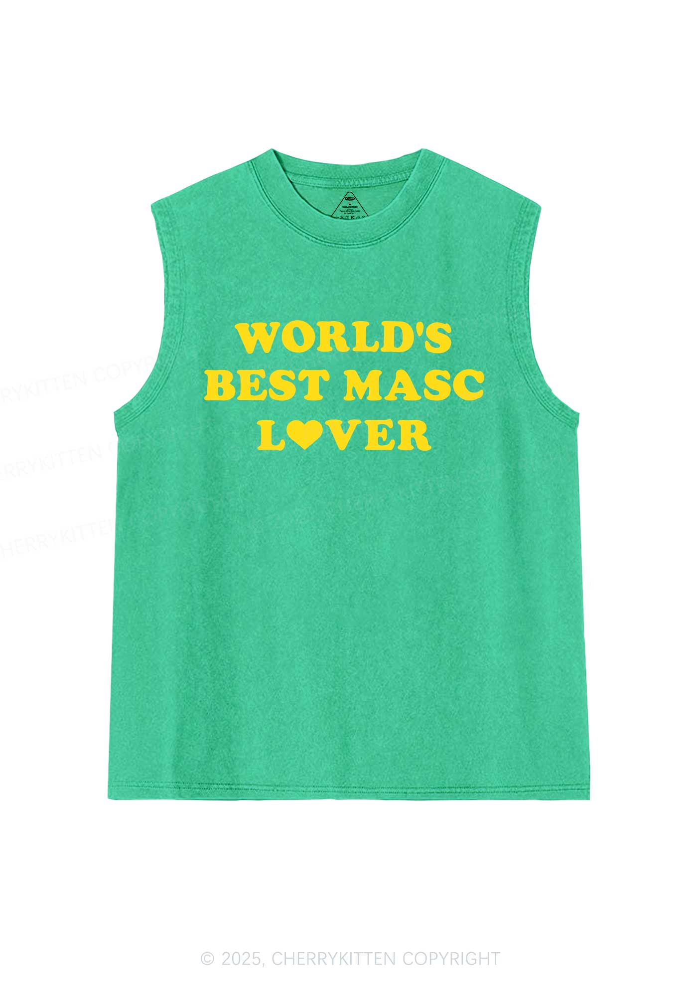 Worlds Best Masc Lover Pride Y2K Washed Muscle Tank Cherrykitten - Image 6