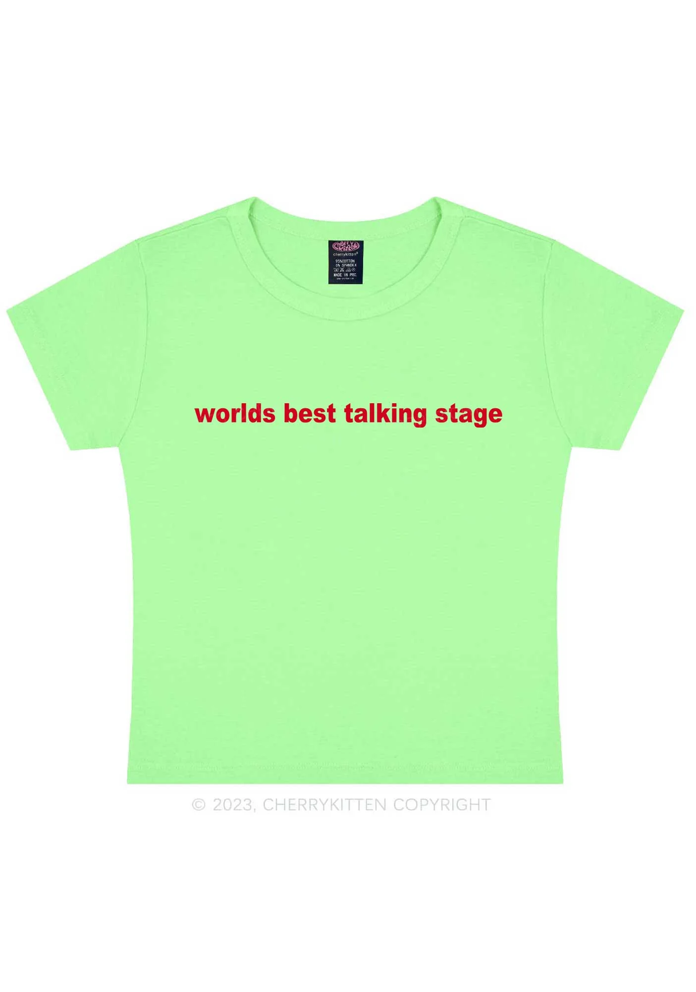 Worlds Best Talking Stage Y2K Baby Tee Cherrykitten - Image 10