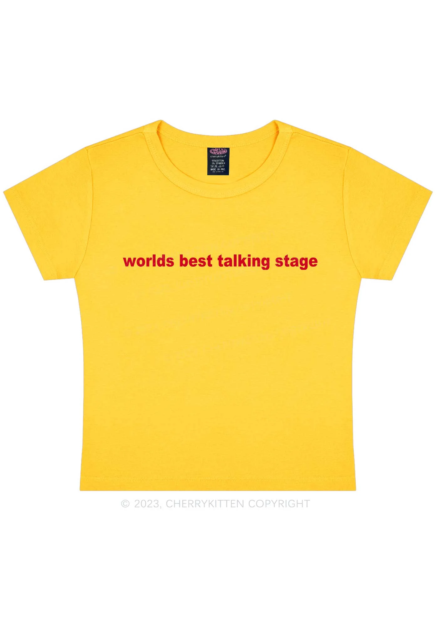Worlds Best Talking Stage Y2K Baby Tee Cherrykitten - Image 4