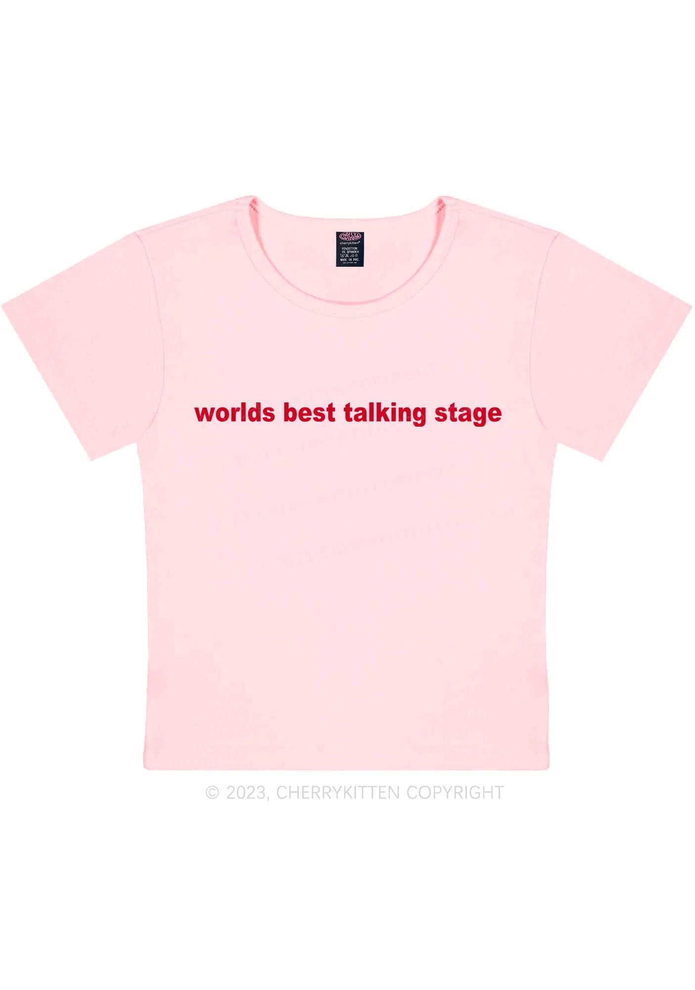 Worlds Best Talking Stage Y2K Baby Tee Cherrykitten - Image 7