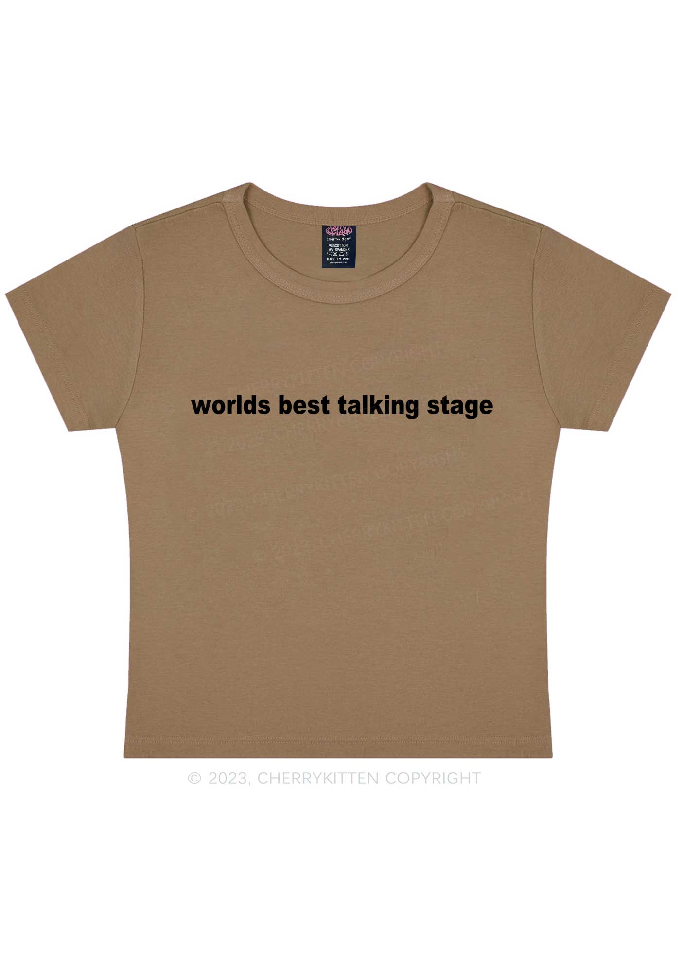 Worlds Best Talking Stage Y2K Baby Tee Cherrykitten - Image 8