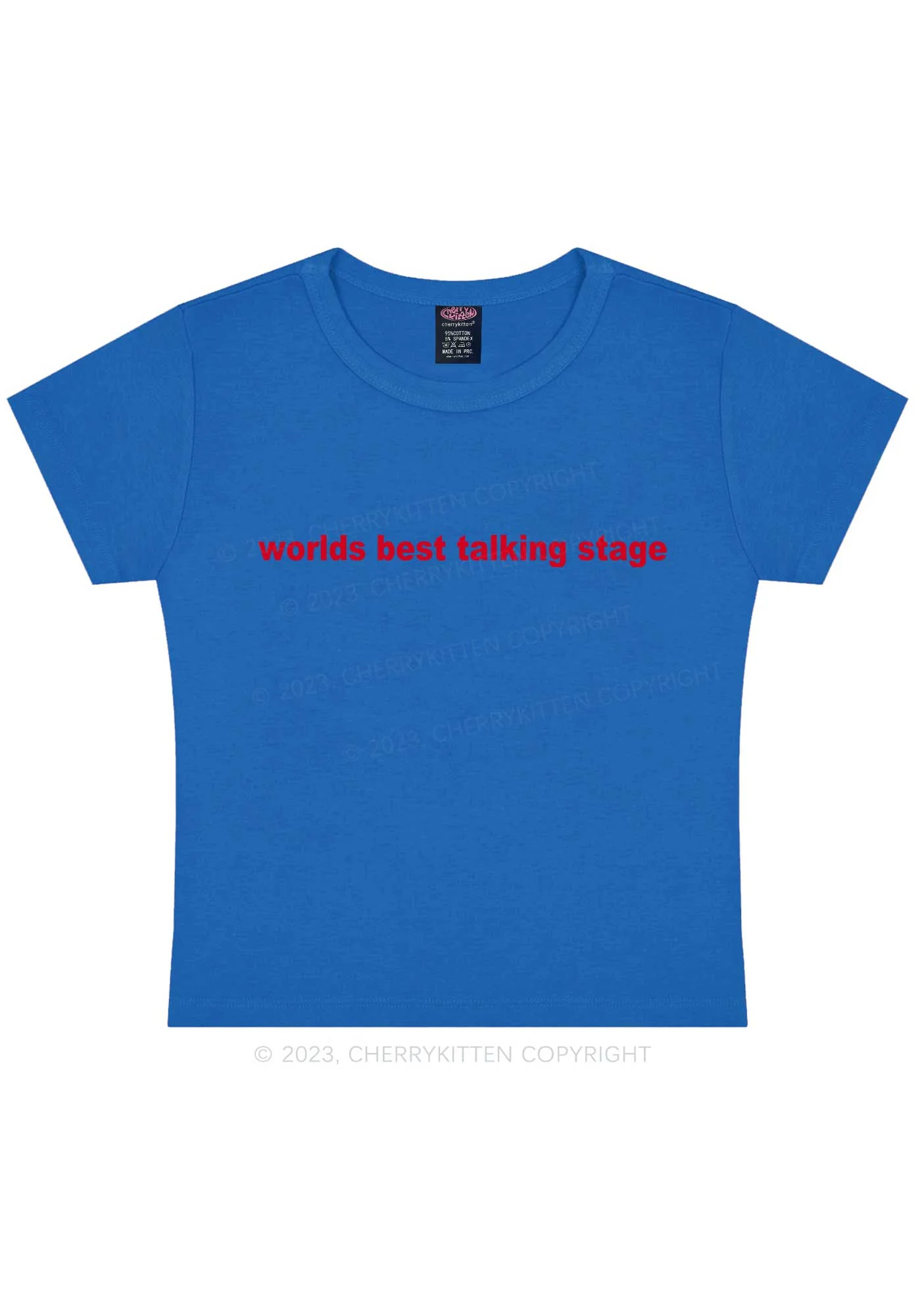 Worlds Best Talking Stage Y2K Baby Tee Cherrykitten - Image 9