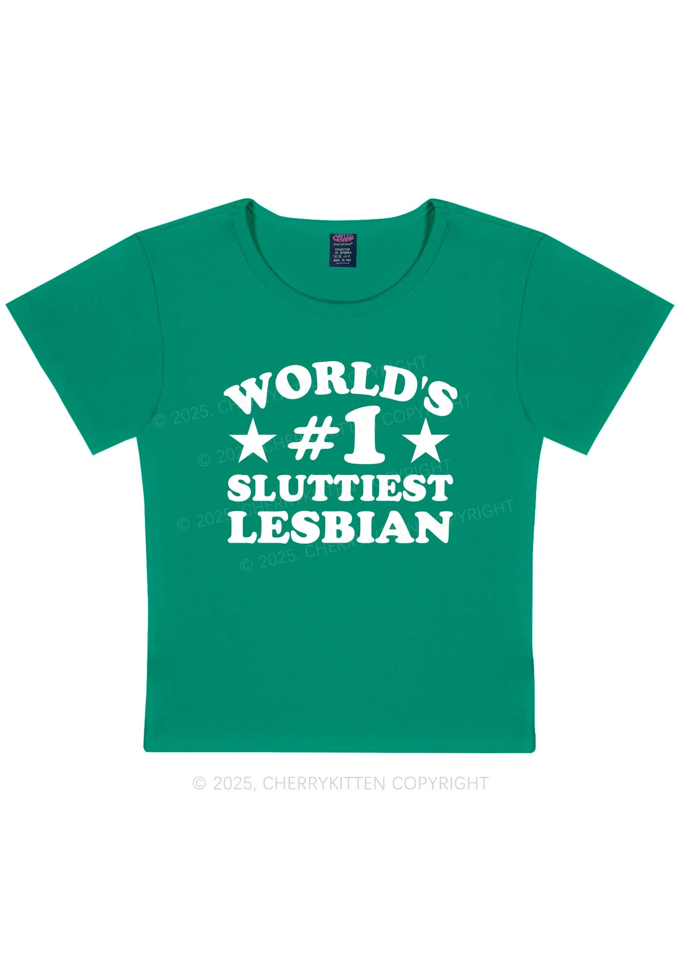Worlds First Slxttiest Lesbian Pride Y2K Baby Tee Cherrykitten - Image 11