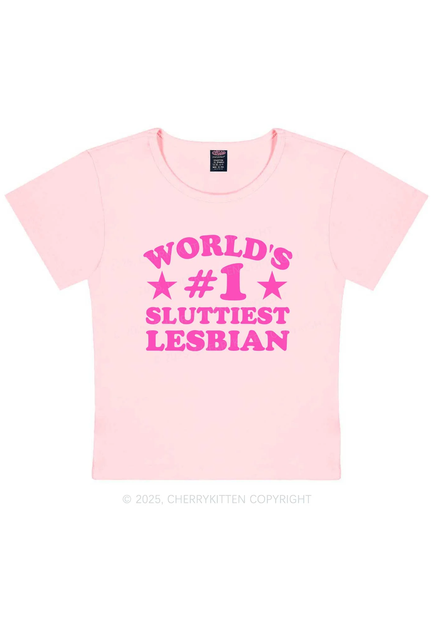 Worlds First Slxttiest Lesbian Pride Y2K Baby Tee Cherrykitten - Image 12