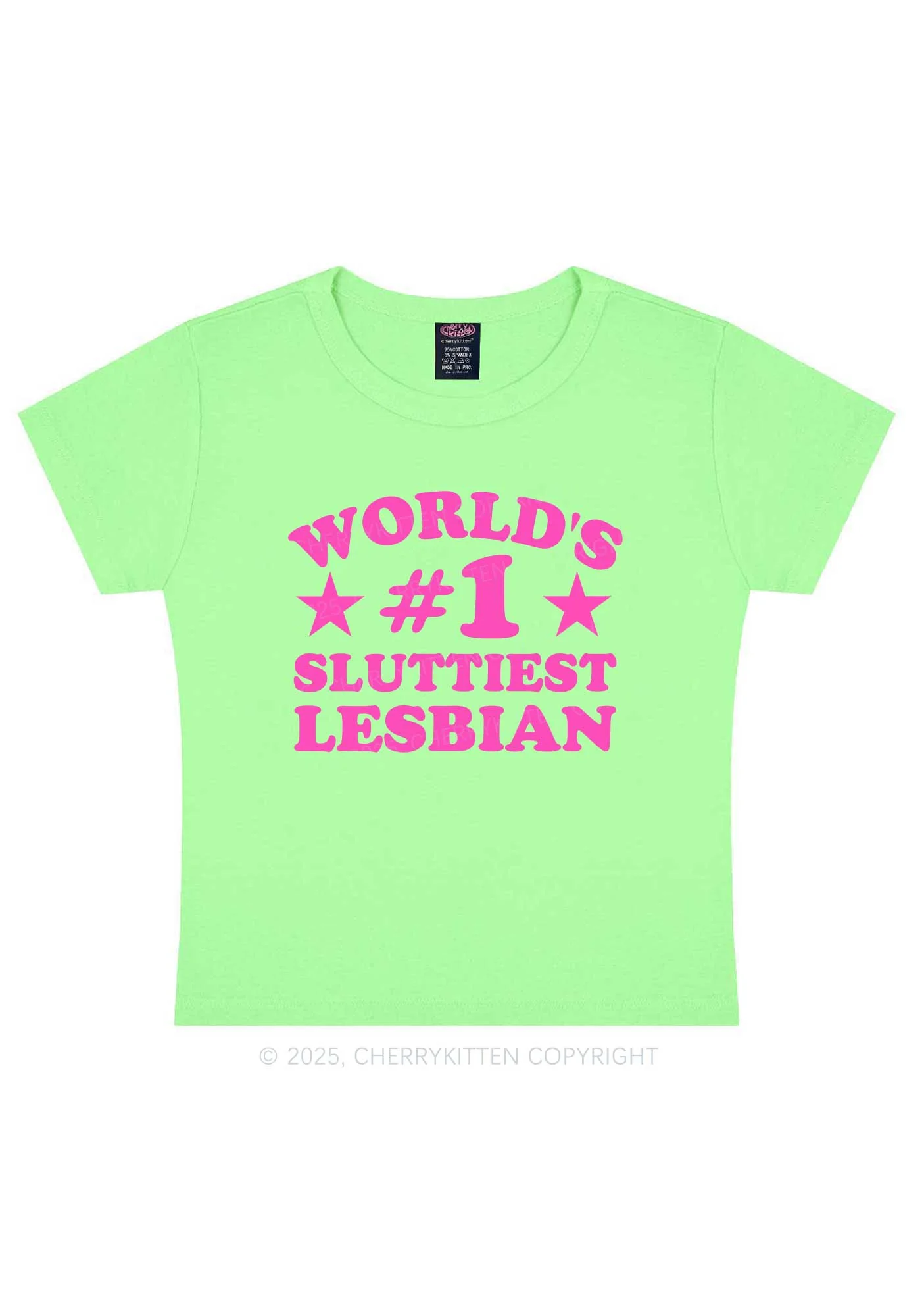 Worlds First Slxttiest Lesbian Pride Y2K Baby Tee Cherrykitten - Image 13