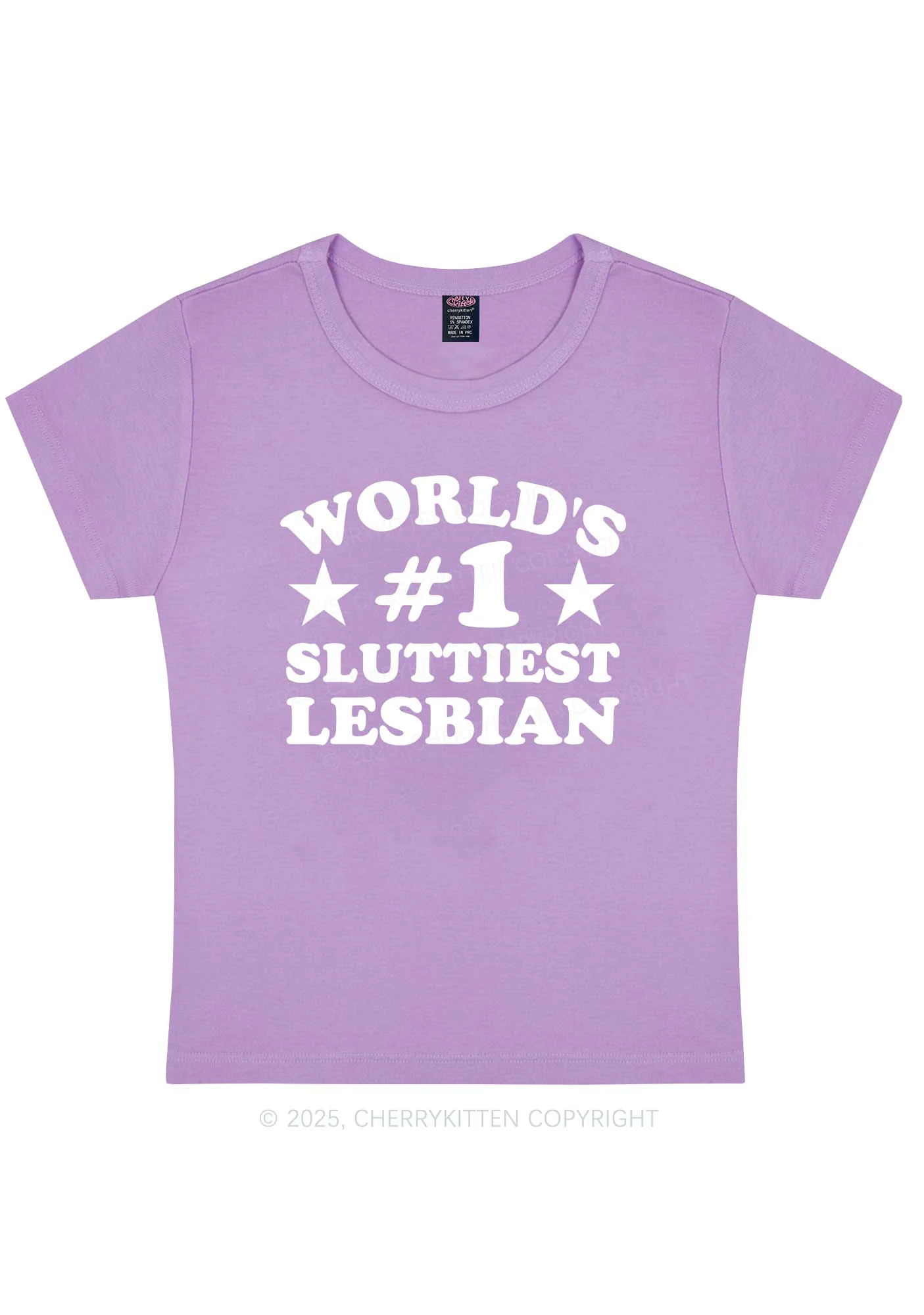 Worlds First Slxttiest Lesbian Pride Y2K Baby Tee Cherrykitten - Image 8