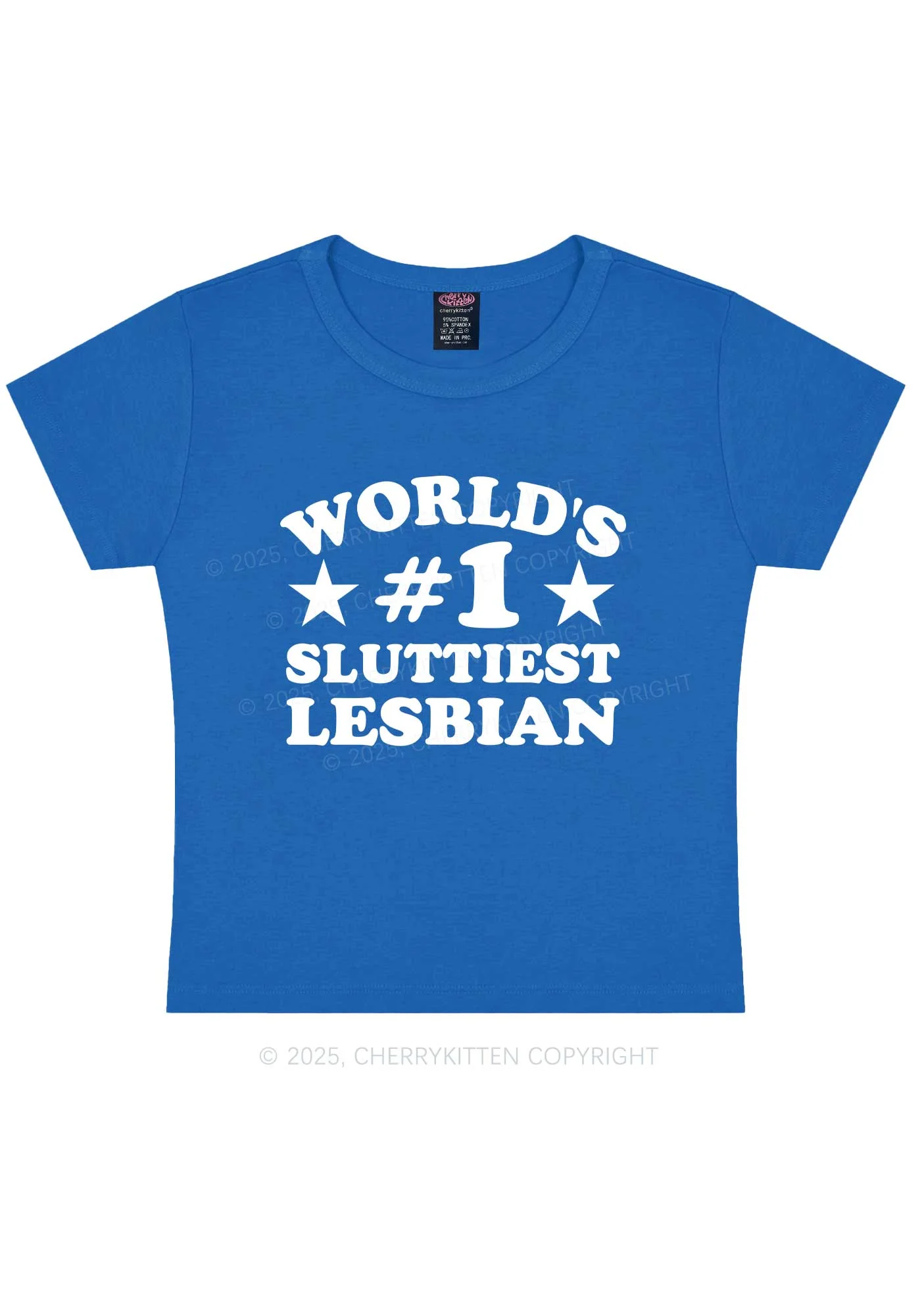Worlds First Slxttiest Lesbian Pride Y2K Baby Tee Cherrykitten - Image 9