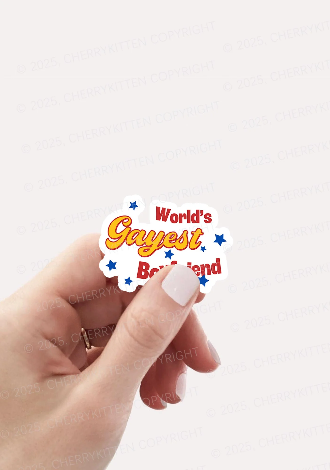 Worlds Gayest Boyfriend Pride 1Pc Y2K Sticker Cherrykitten - Image 2
