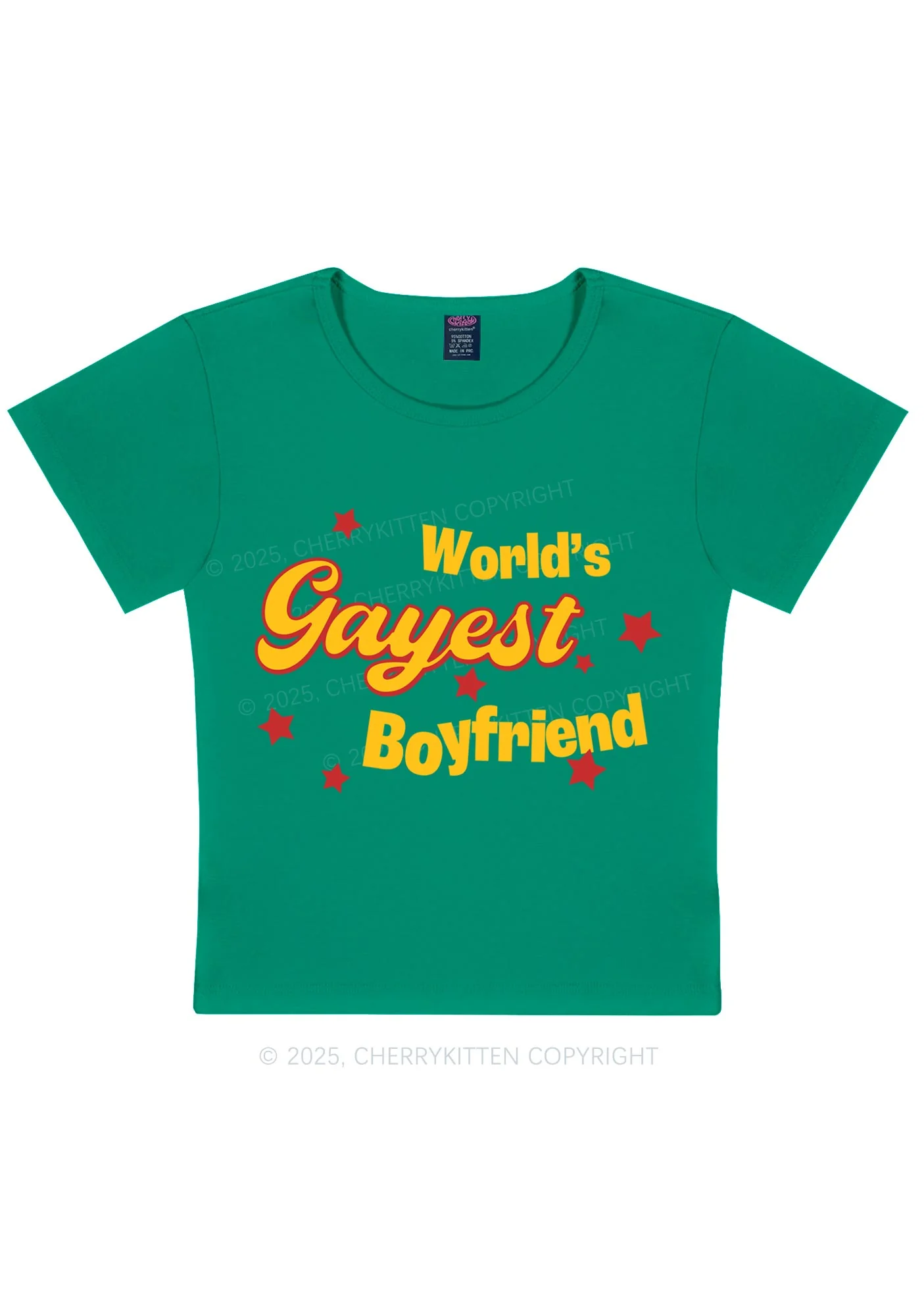 Worlds Gayest Boyfriend Pride Y2K Baby Tee Cherrykitten - Image 10