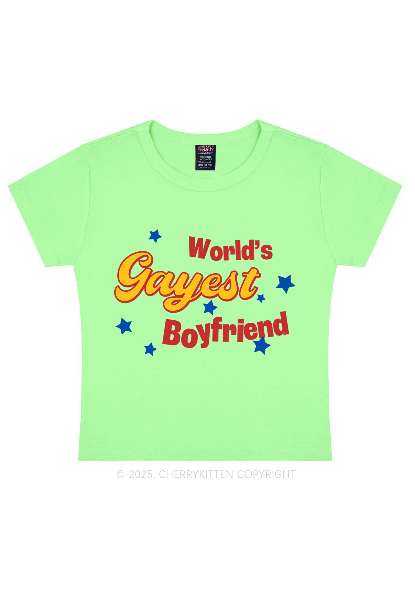 Worlds Gayest Boyfriend Pride Y2K Baby Tee Cherrykitten - Image 13