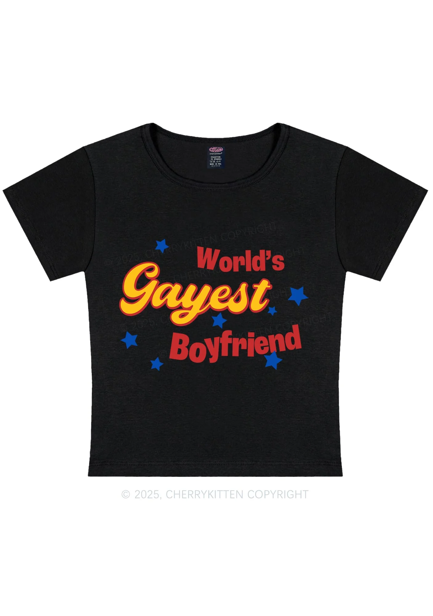 Worlds Gayest Boyfriend Pride Y2K Baby Tee Cherrykitten - Image 4