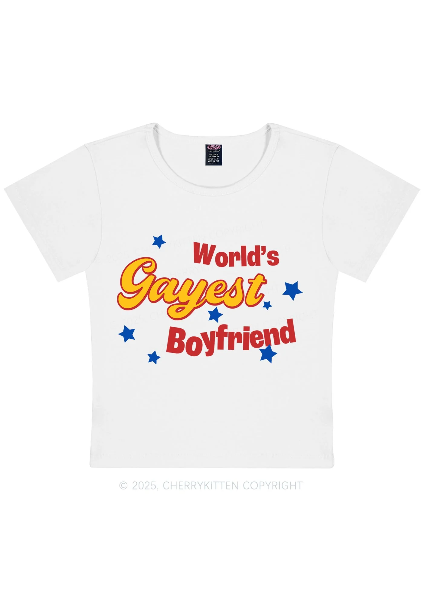 Worlds Gayest Boyfriend Pride Y2K Baby Tee Cherrykitten - Image 5