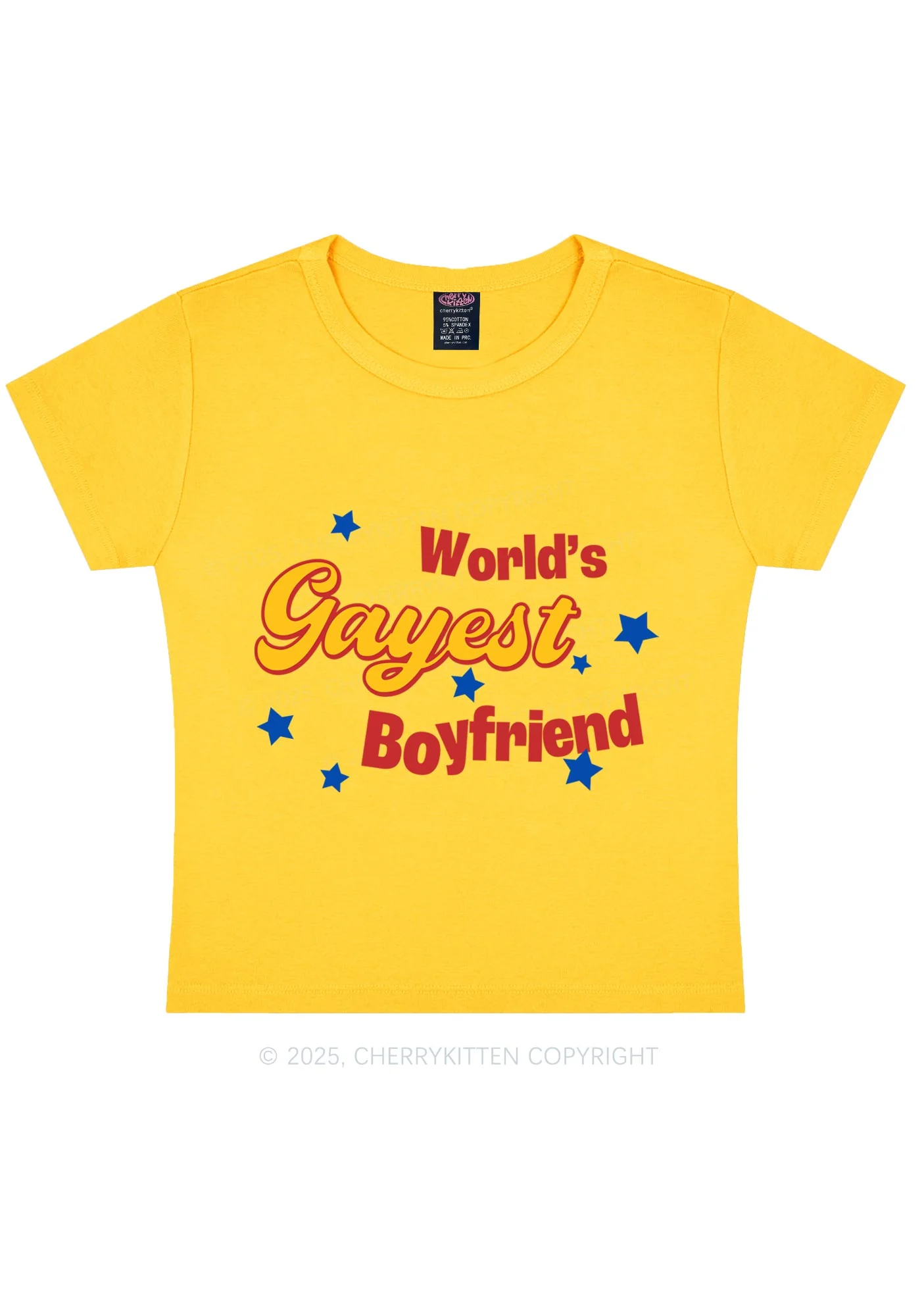 Worlds Gayest Boyfriend Pride Y2K Baby Tee Cherrykitten - Image 6
