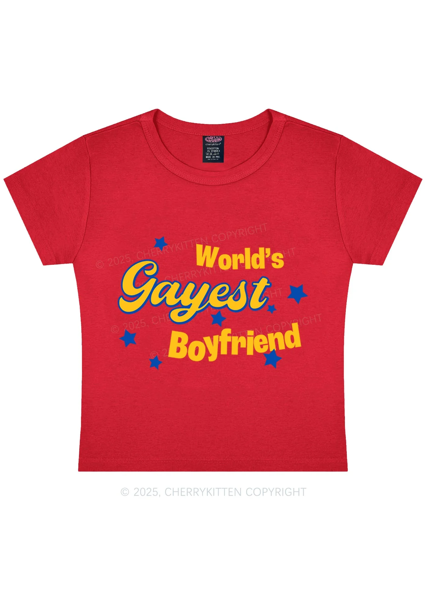 Worlds Gayest Boyfriend Pride Y2K Baby Tee Cherrykitten - Image 7