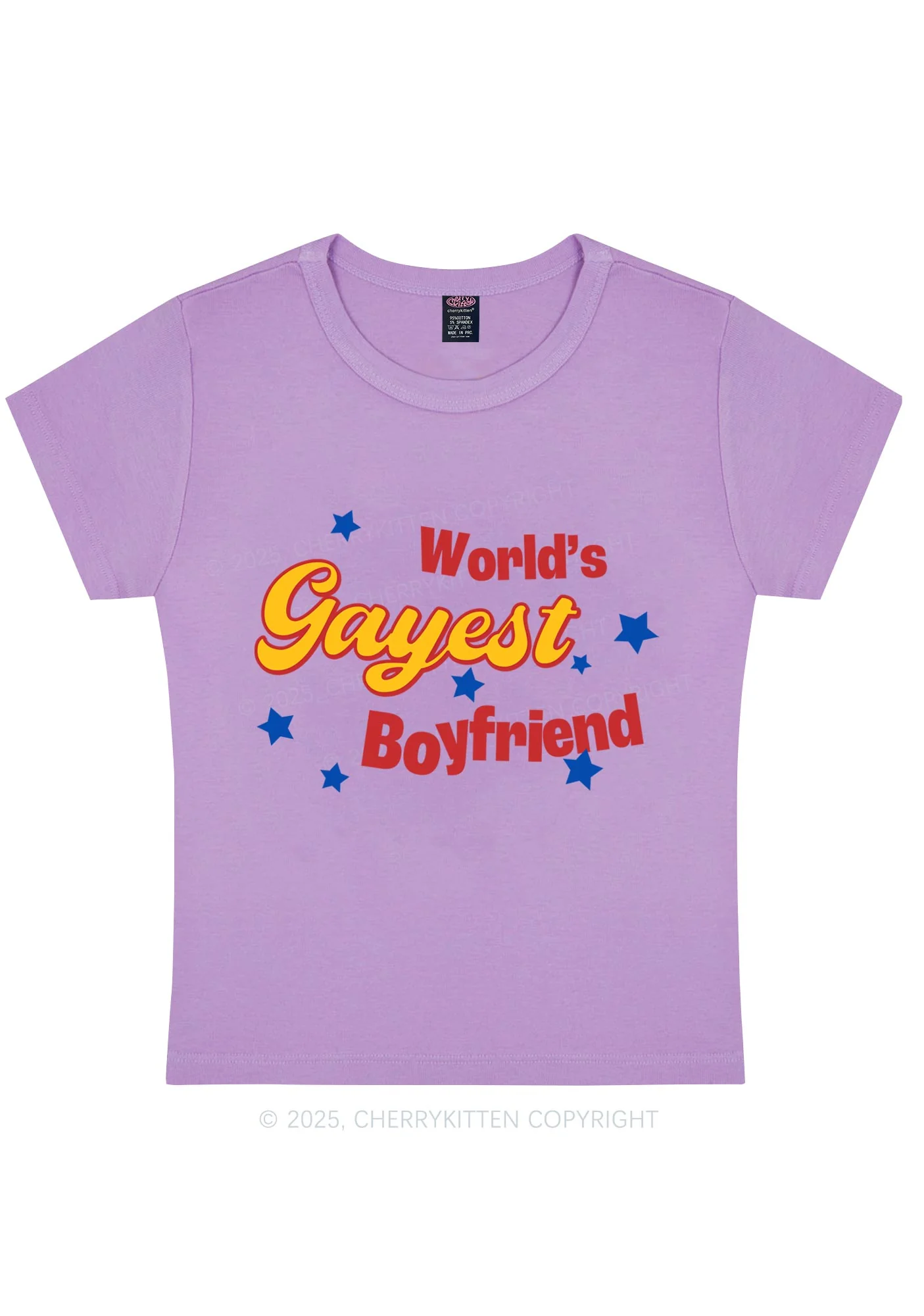 Worlds Gayest Boyfriend Pride Y2K Baby Tee Cherrykitten - Image 8