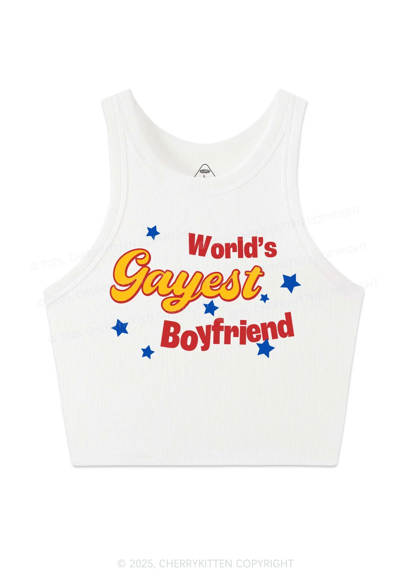 Worlds Gayest Boyfriend Pride Y2K Crop Tank Top Cherrykitten - Image 4