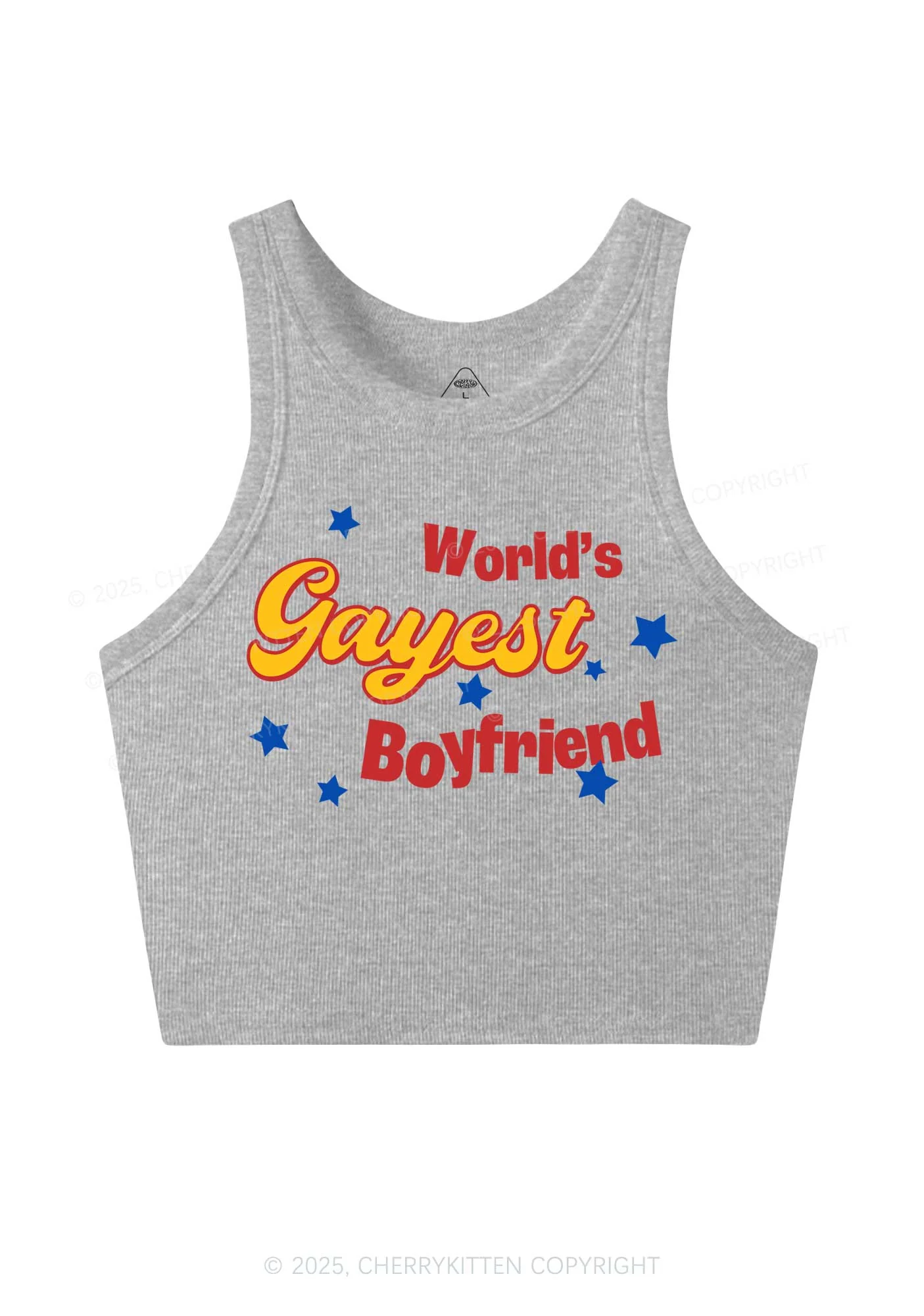 Worlds Gayest Boyfriend Pride Y2K Crop Tank Top Cherrykitten - Image 5