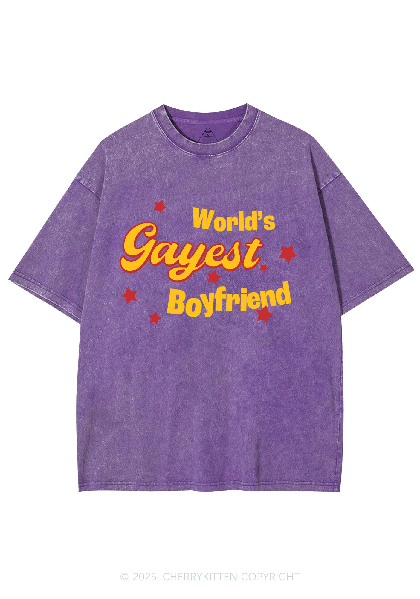 Worlds Gayest Boyfriend Pride Y2K Shirts Washed Tee Cherrykitten - Image 4