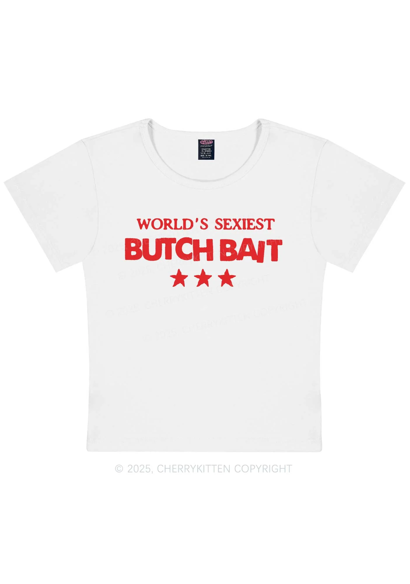 Worlds Sexiest Butch Bait Pride Y2K Baby Tee Cherrykitten - Image 5