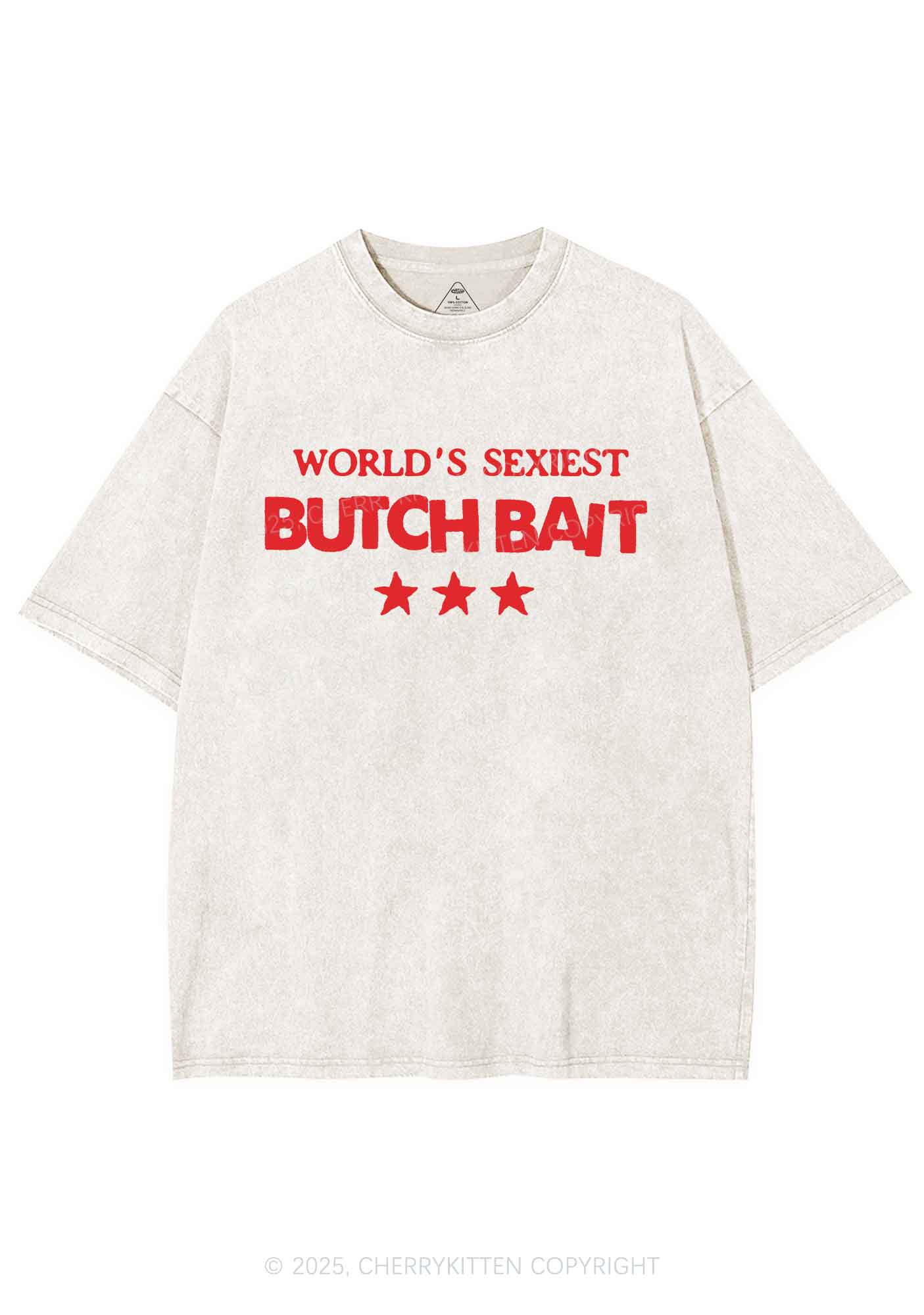 Worlds Sexiest Butch Bait Pride Y2K Shirts Washed Tee Cherrykitten - Image 4