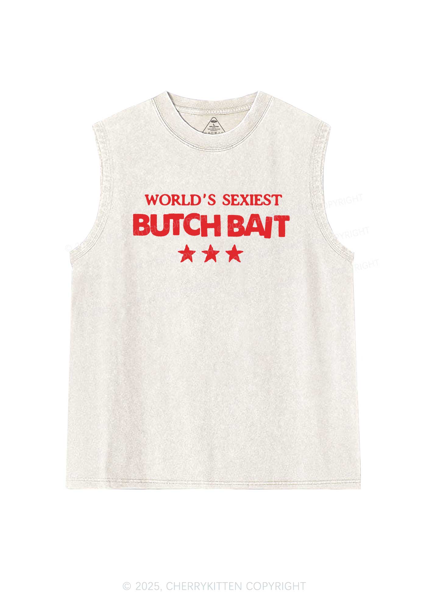 Worlds Sexiest Butch Bait Pride Y2K Washed Muscle Tank Cherrykitten - Image 4